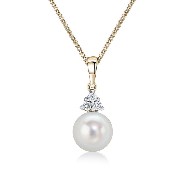 18ct Yellow Gold Pearl & Diamond Trefoil Pendant - Robert Anthony Jewellers, Edinburgh