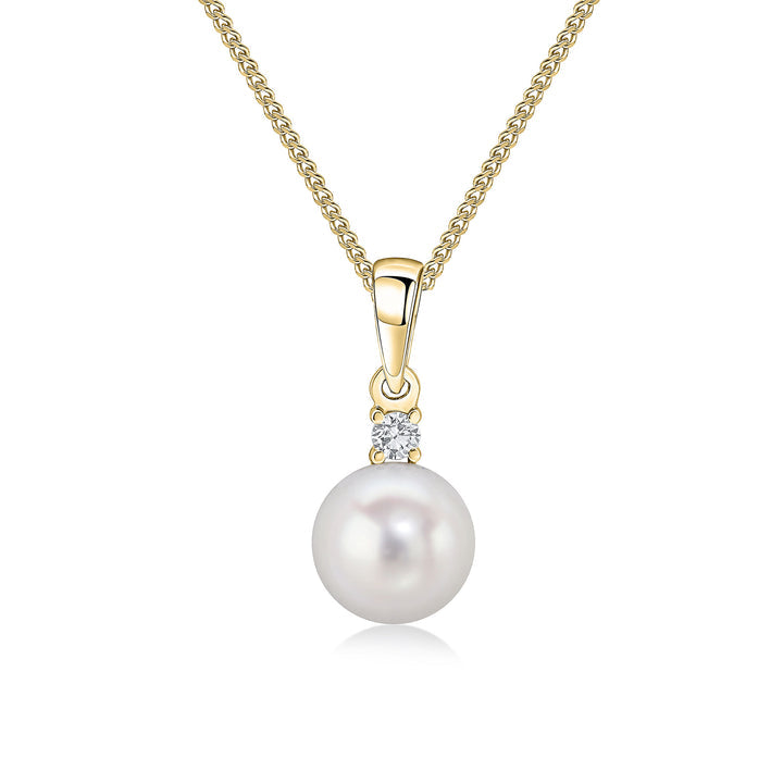 18ct Yellow Gold Pearl & Diamond Two Stone Pendant - Robert Anthony Jewellers, Edinburgh