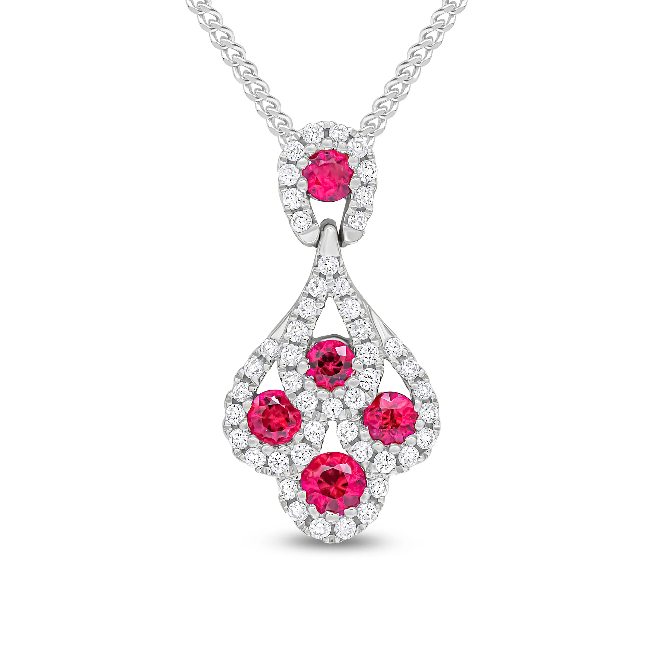 18CT Gold Round Ruby & Diamond Peacock Pendant - Robert Anthony Jewellers, Edinburgh