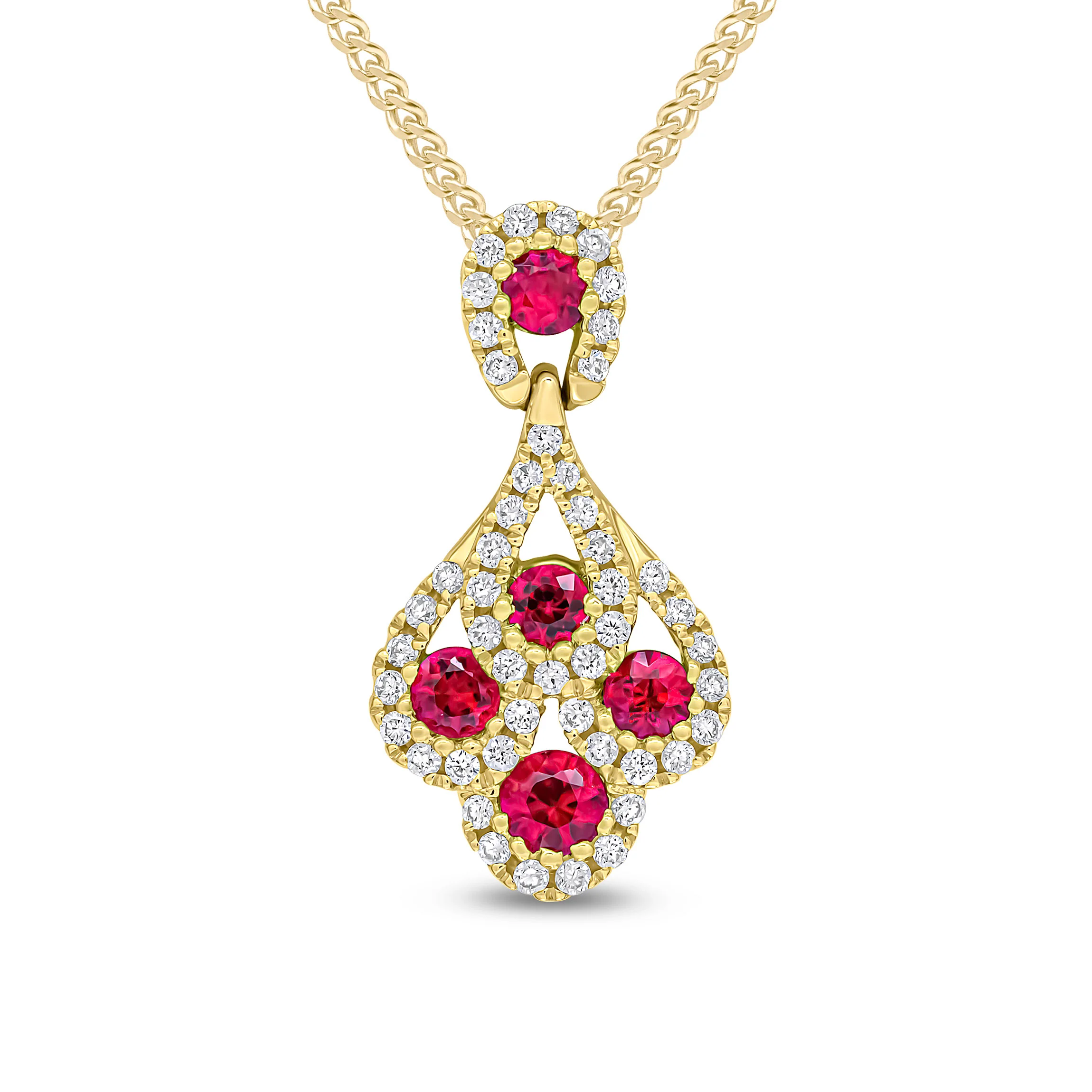 18CT Gold Round Ruby & Diamond Peacock Pendant - Robert Anthony Jewellers, Edinburgh