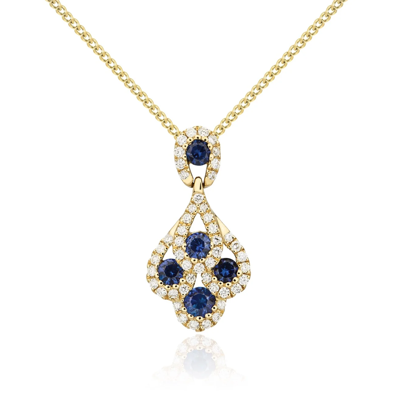 18CT Gold Round Sapphire & Diamond Peacock Pendant - Robert Anthony Jewellers, Edinburgh
