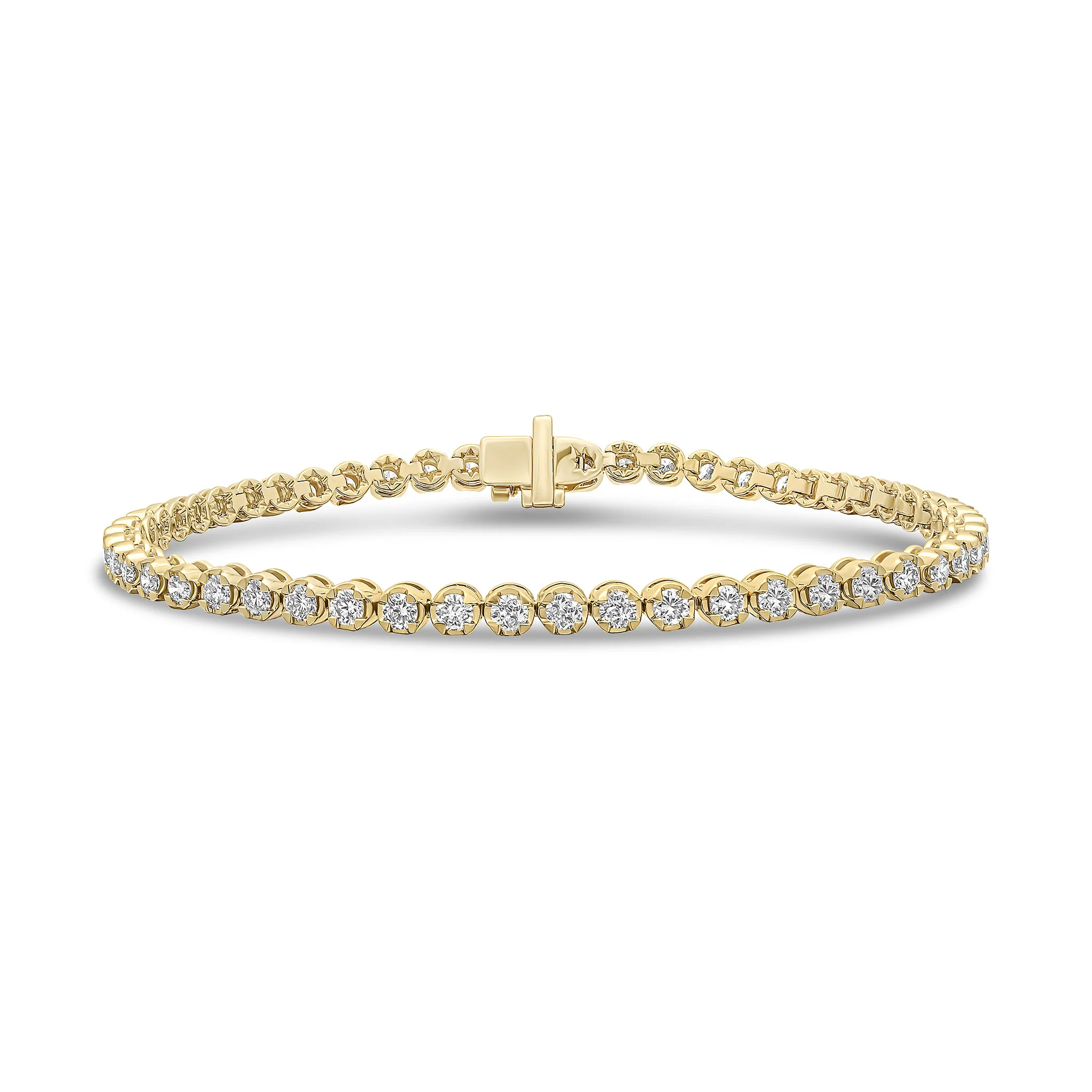 18CT Yellow Gold & Round Diamond Tennis Bracelet