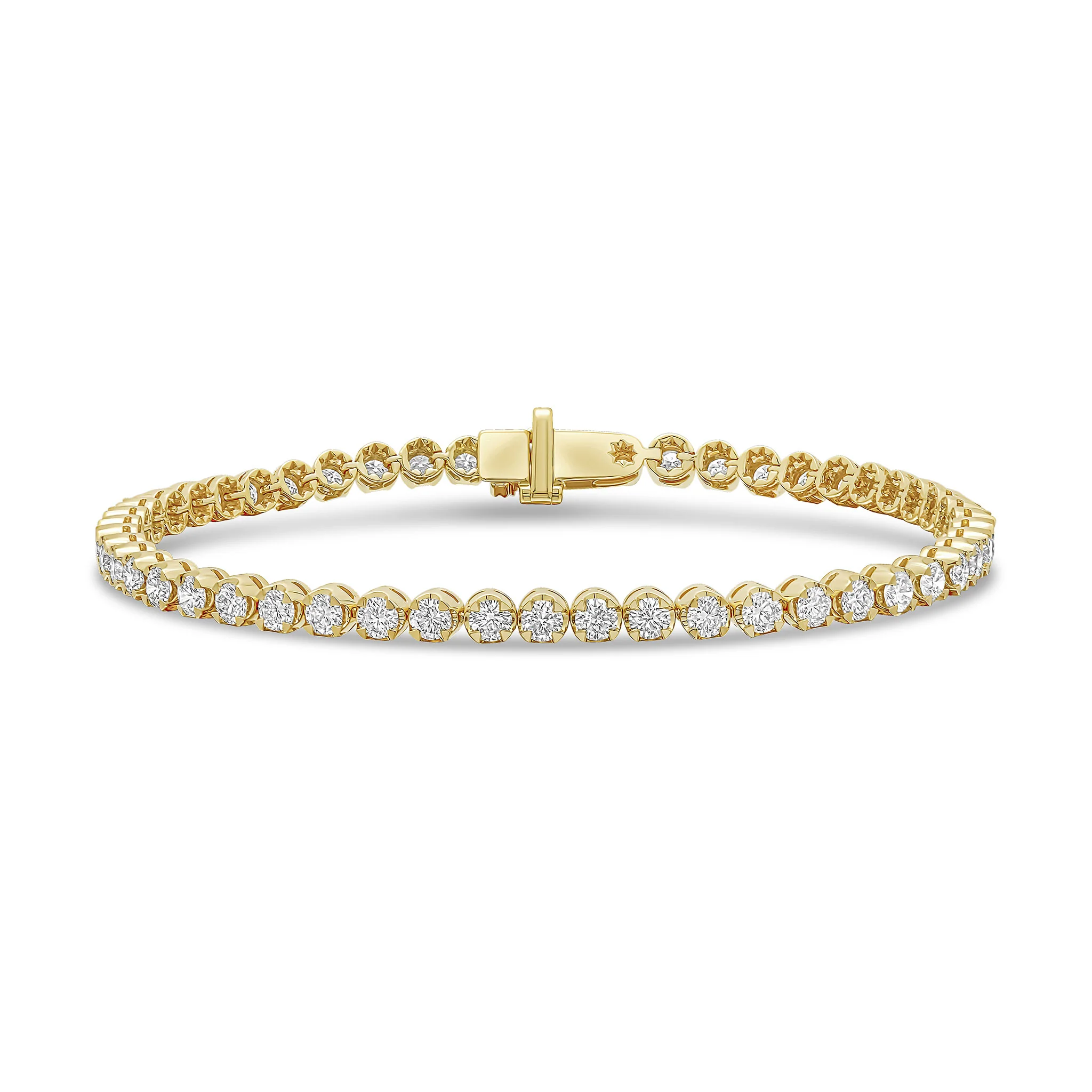 18CT Yellow Gold & Round Diamond Tennis Bracelet