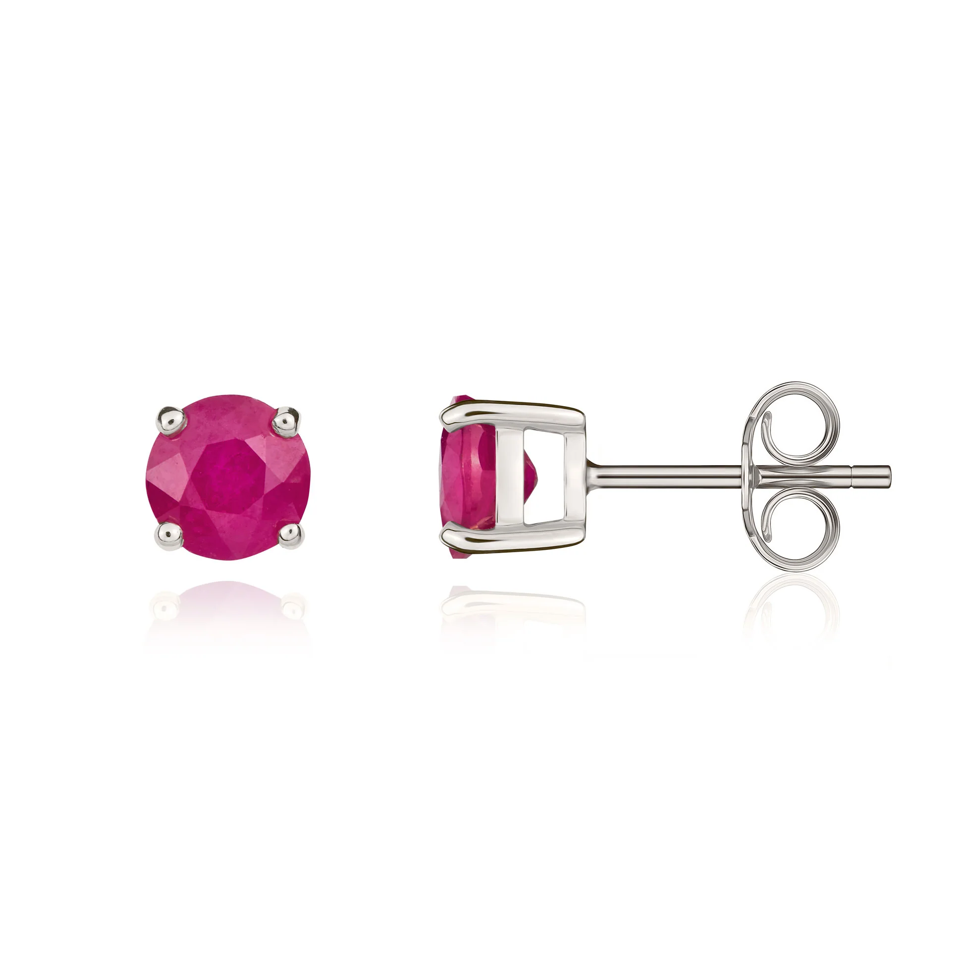 9CT Gold Round Ruby Claw Stud Earrings (5mm)