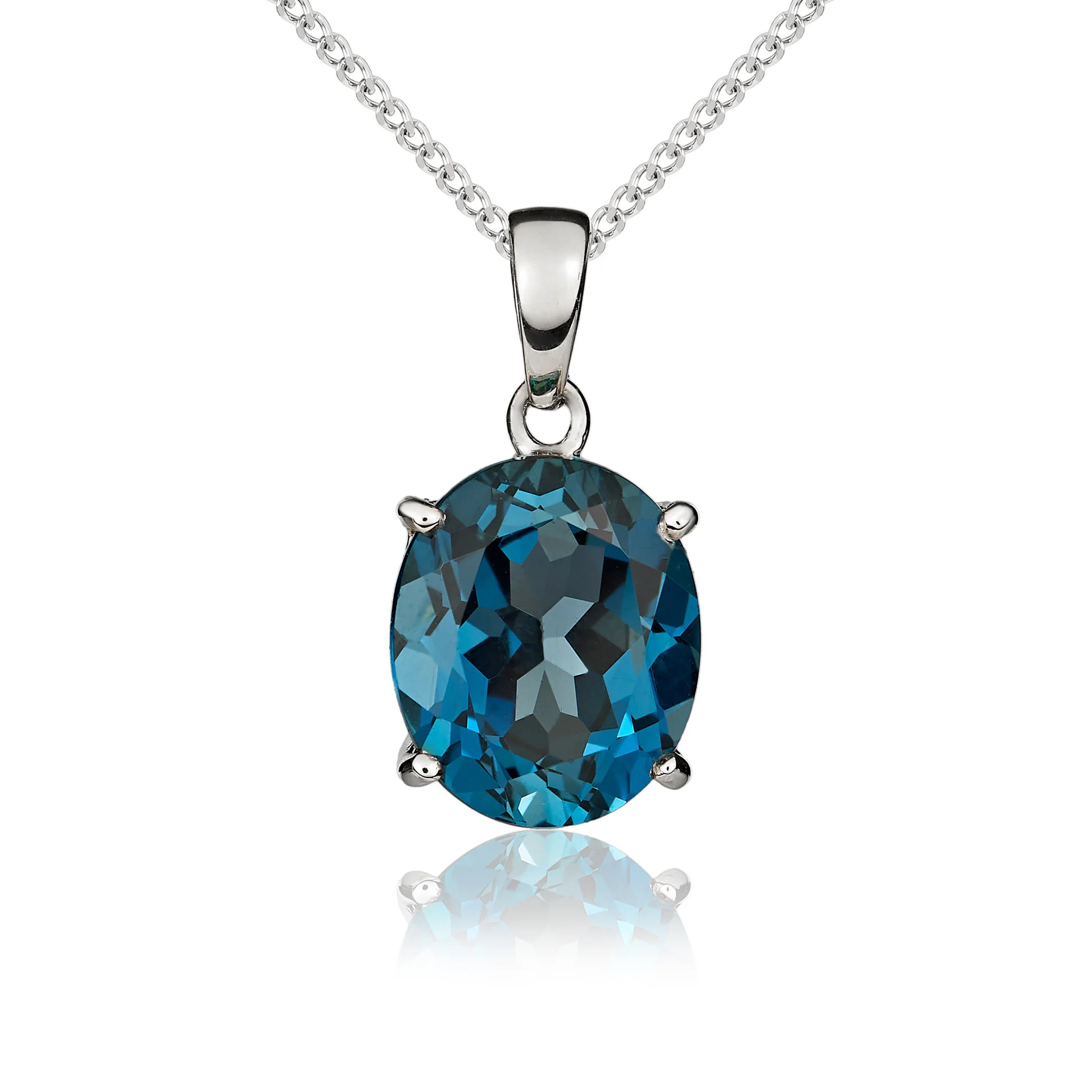 9CT Gold Oval London Blue Topaz Claw Pendant (12x10mm) - Robert Anthony Jewellers, Edinburgh