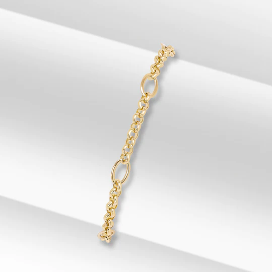 9CT Yellow Gold Handmade Oval Round Figaro Chain - Robert Anthony Jewellers, Edinburgh