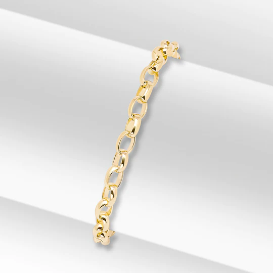 9CT Yellow Gold Handmade 5mm Oval Belcher Chain