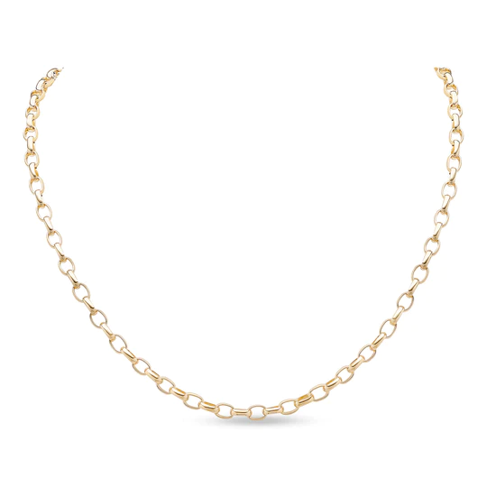 9CT Yellow Gold Handmade 5mm Oval Belcher Chain