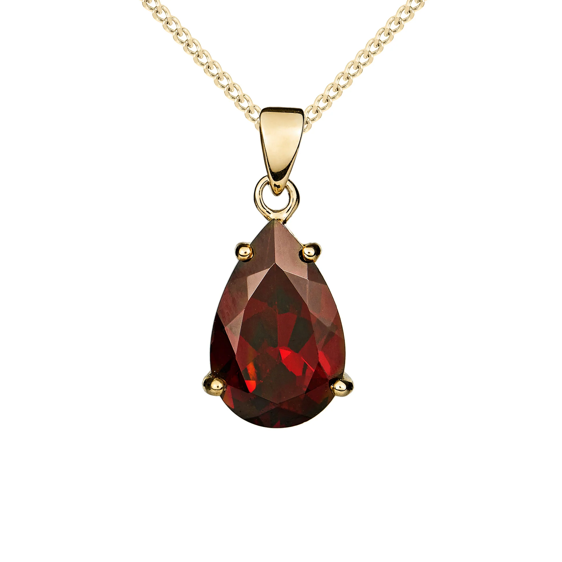 9CT Gold Oval Garnet Claw Pendant (14x9mm)