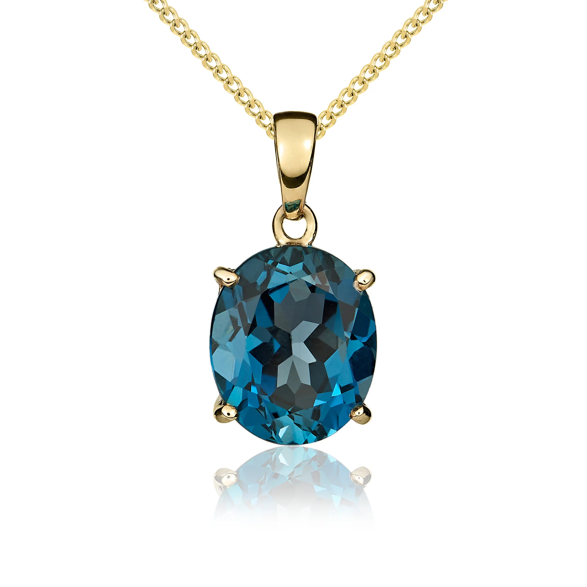 9CT Gold Oval London Blue Topaz Claw Pendant (12x10mm) - Robert Anthony Jewellers, Edinburgh