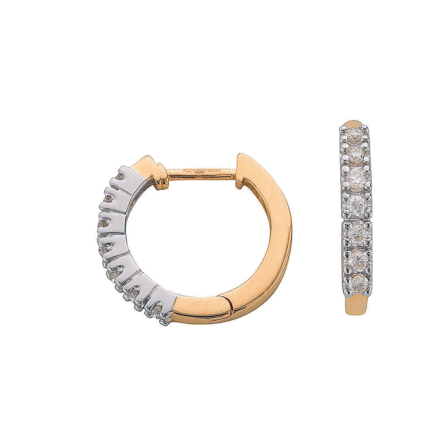 9ct Gold Diamond Hoop Earrings