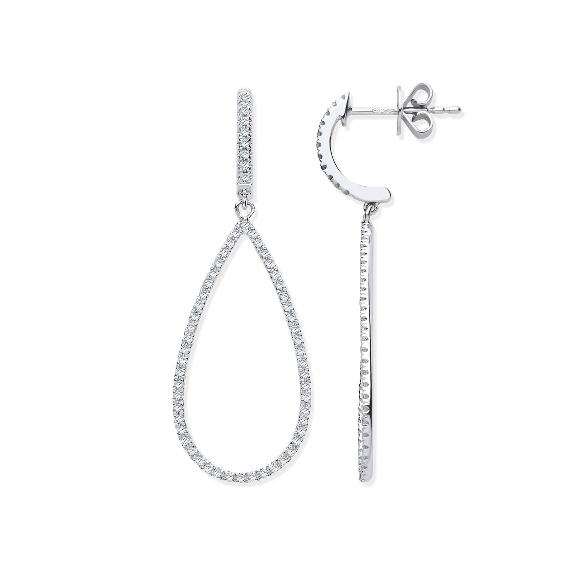 9ct White Gold Diamond Set Drop Earrings - Robert Anthony Jewellers, Edinburgh