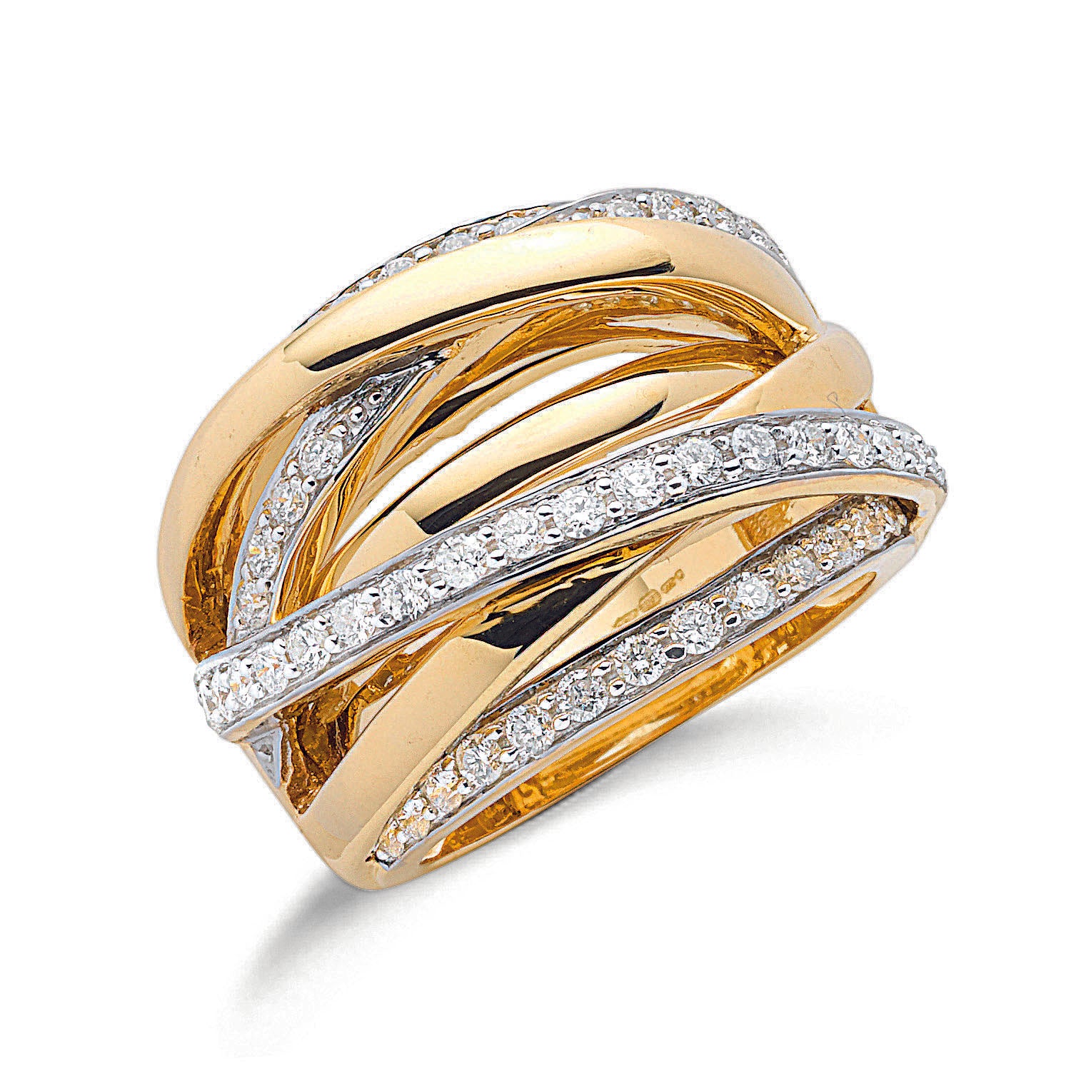 9ct Gold 1.00ct Diamond Crossover Ring