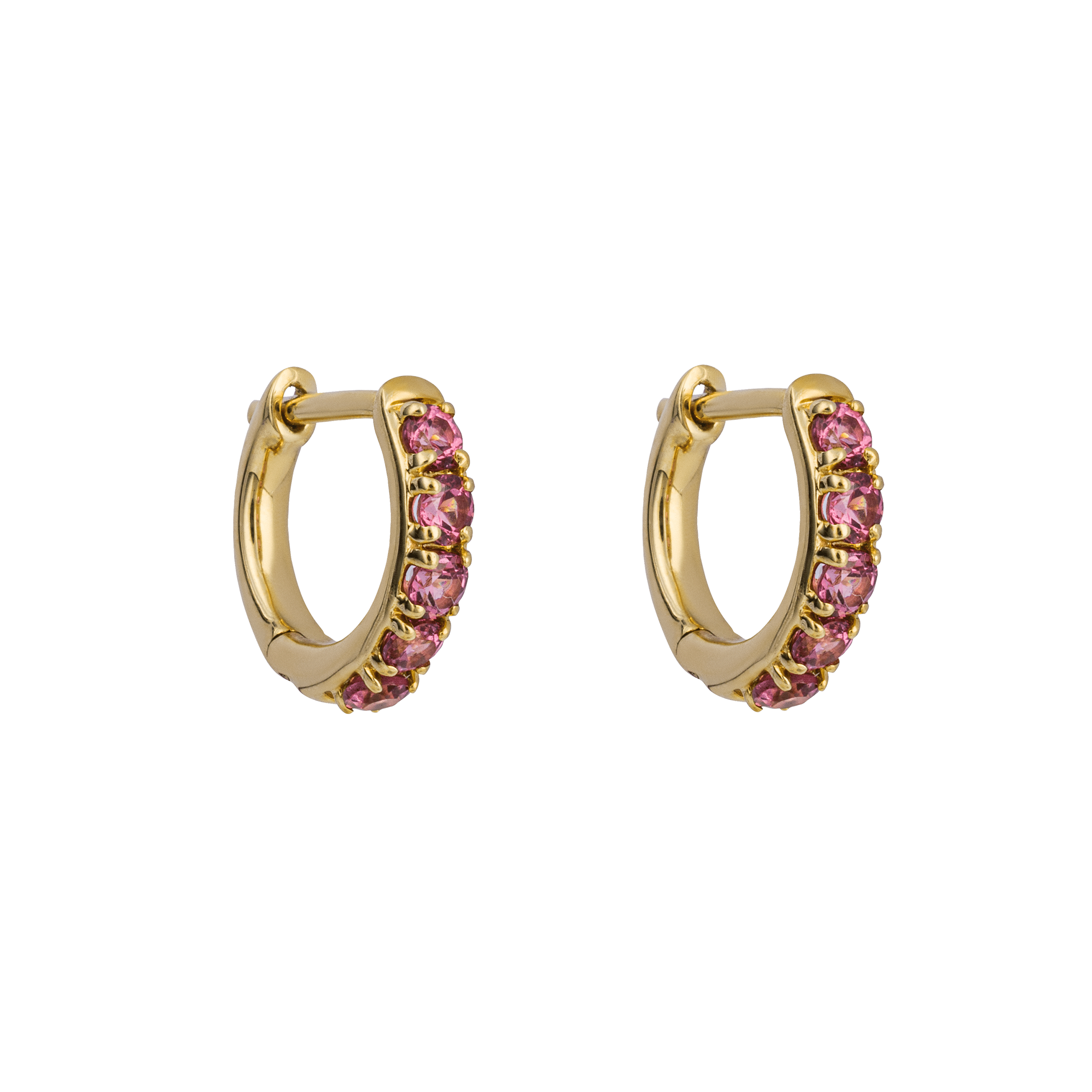 Rhodolite Garnet Hoop Earrings in 9ct Yellow Gold - Robert Anthony Jewellers, Edinburgh