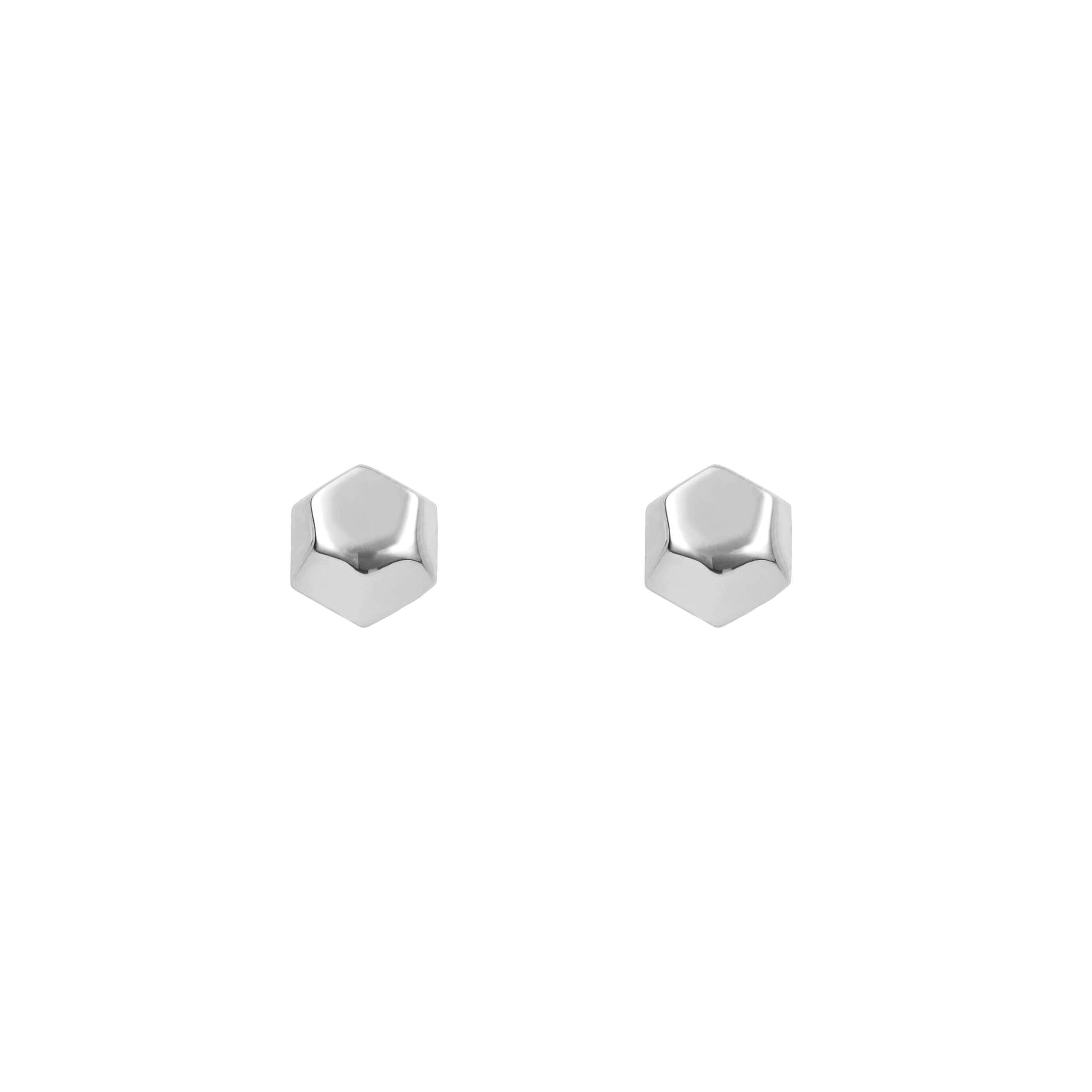 Hexagon Stud Earrings in 9ct White Gold - Robert Anthony Jewellers, Edinburgh