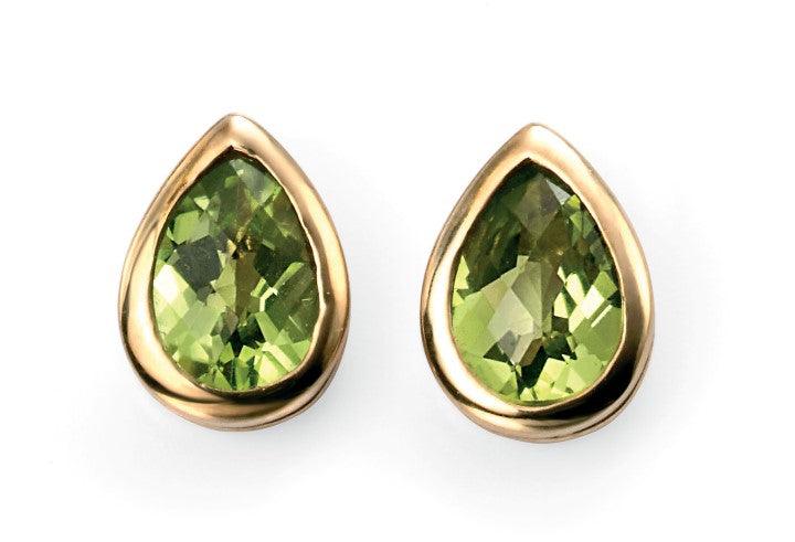 9ct Gold Peridot Teardrop Stud Earrings - Robert Anthony Jewellers, Edinburgh