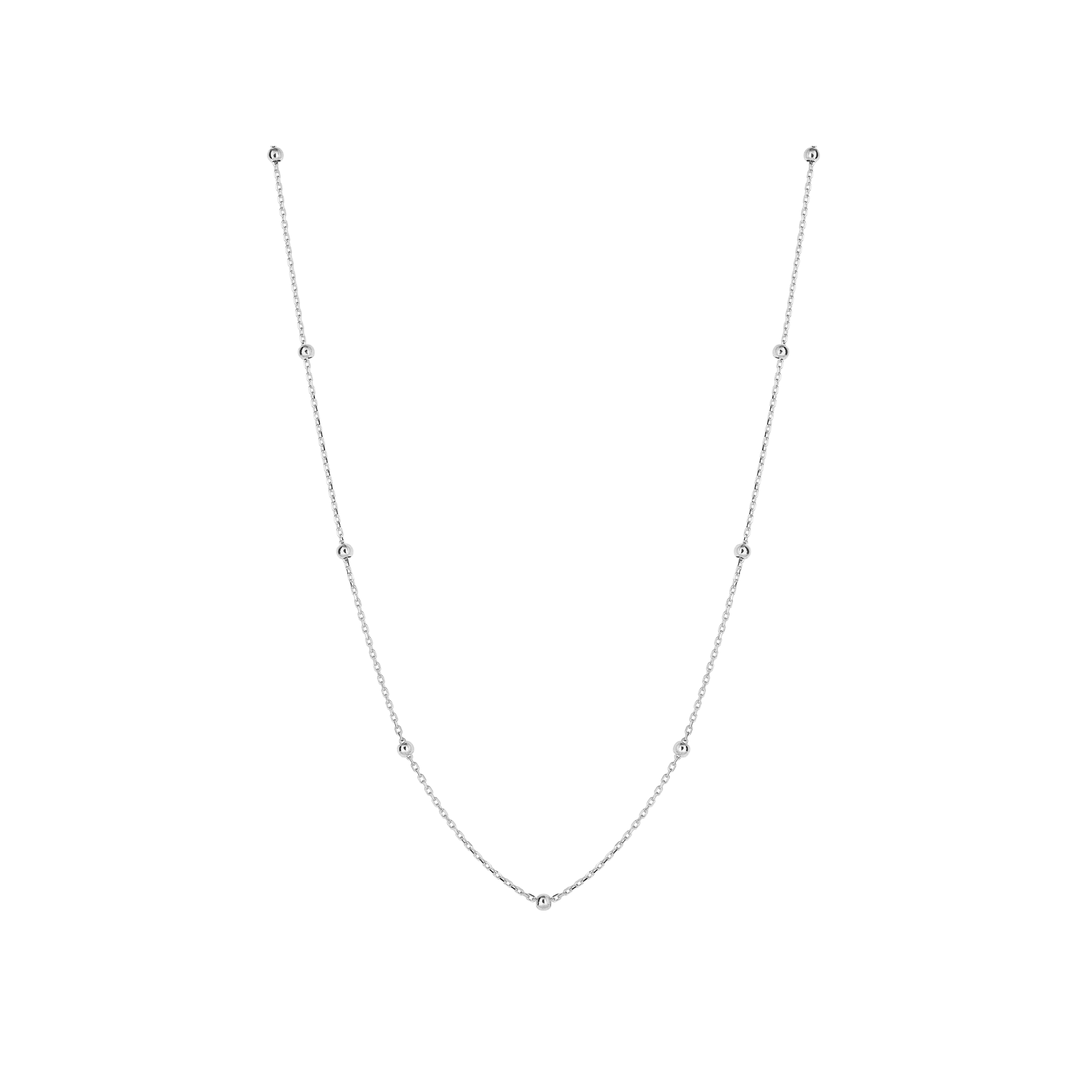 Station Ball Chain Necklace in 9ct White Gold - Robert Anthony Jewellers, Edinburgh