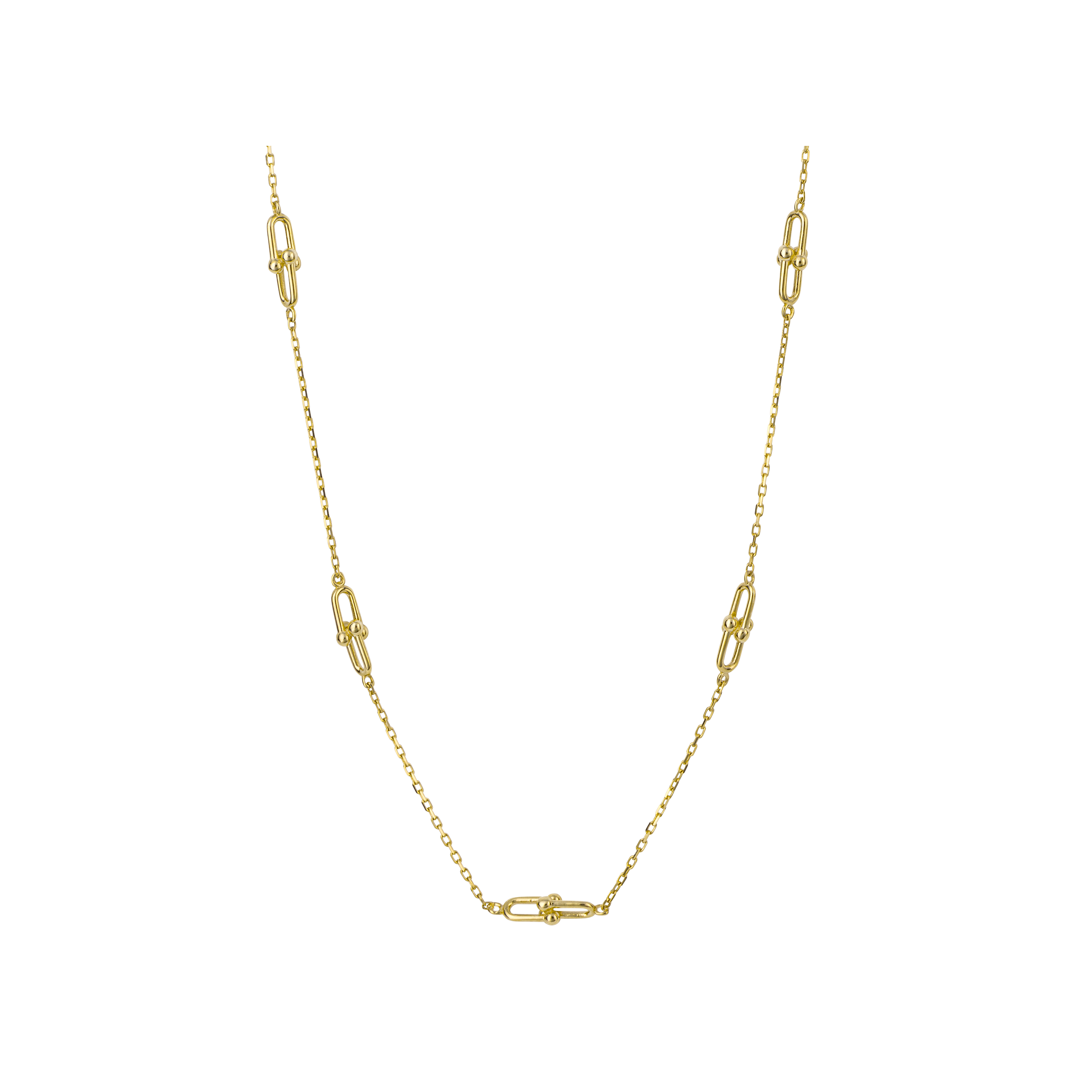 U Shape Link Station Necklace in 9ct Yellow Gold - Robert Anthony Jewellers, Edinburgh