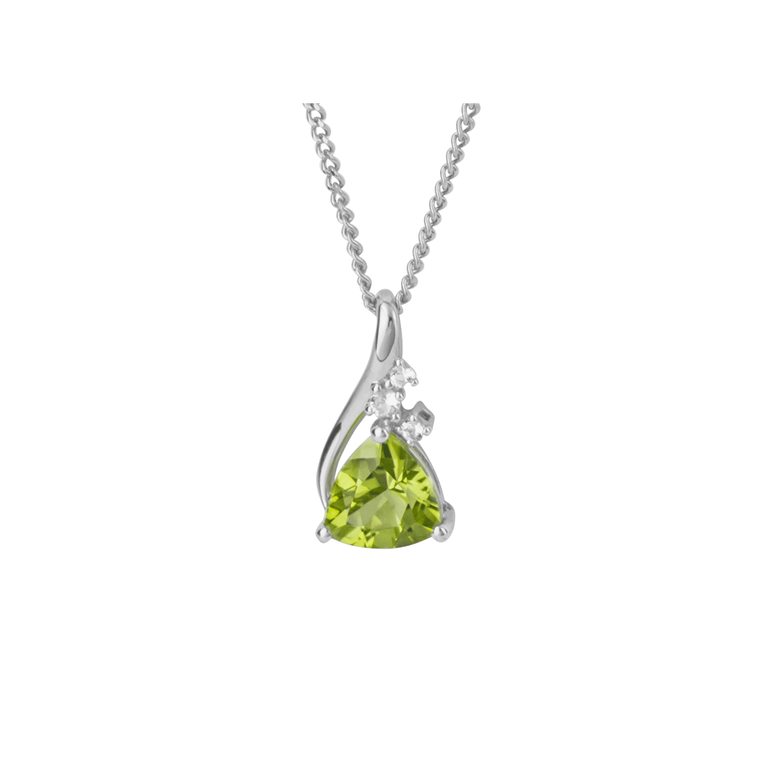 Trillion Peridot Pendant with White Topaz in 9ct White Gold - Robert Anthony Jewellers, Edinburgh