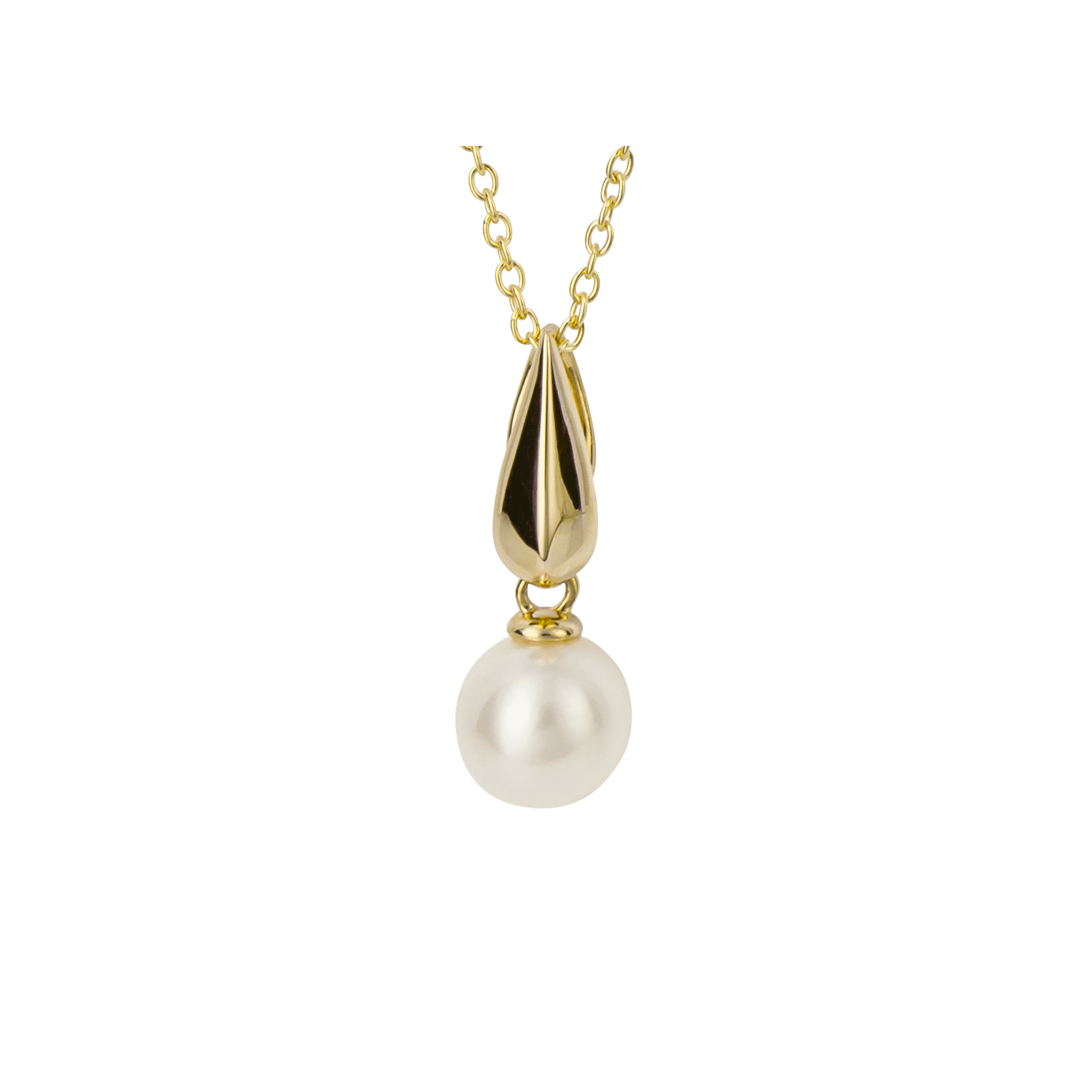Knife Edge Bale Pearl Pendant in 9ct Yellow Gold - Robert Anthony Jewellers, Edinburgh