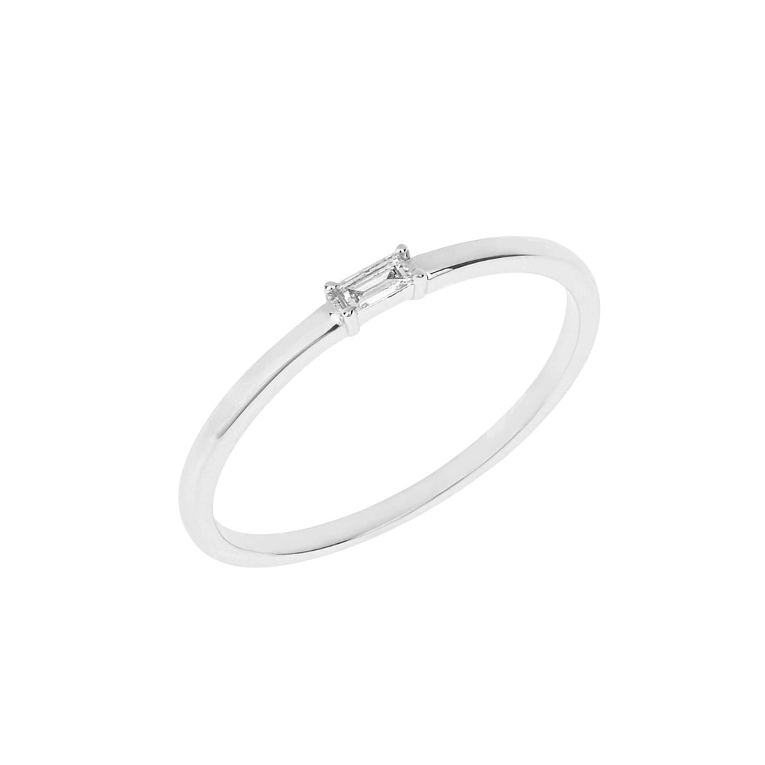 Solitaire Baguette Diamond Ring in 9ct White Gold - Robert Anthony Jewellers, Edinburgh
