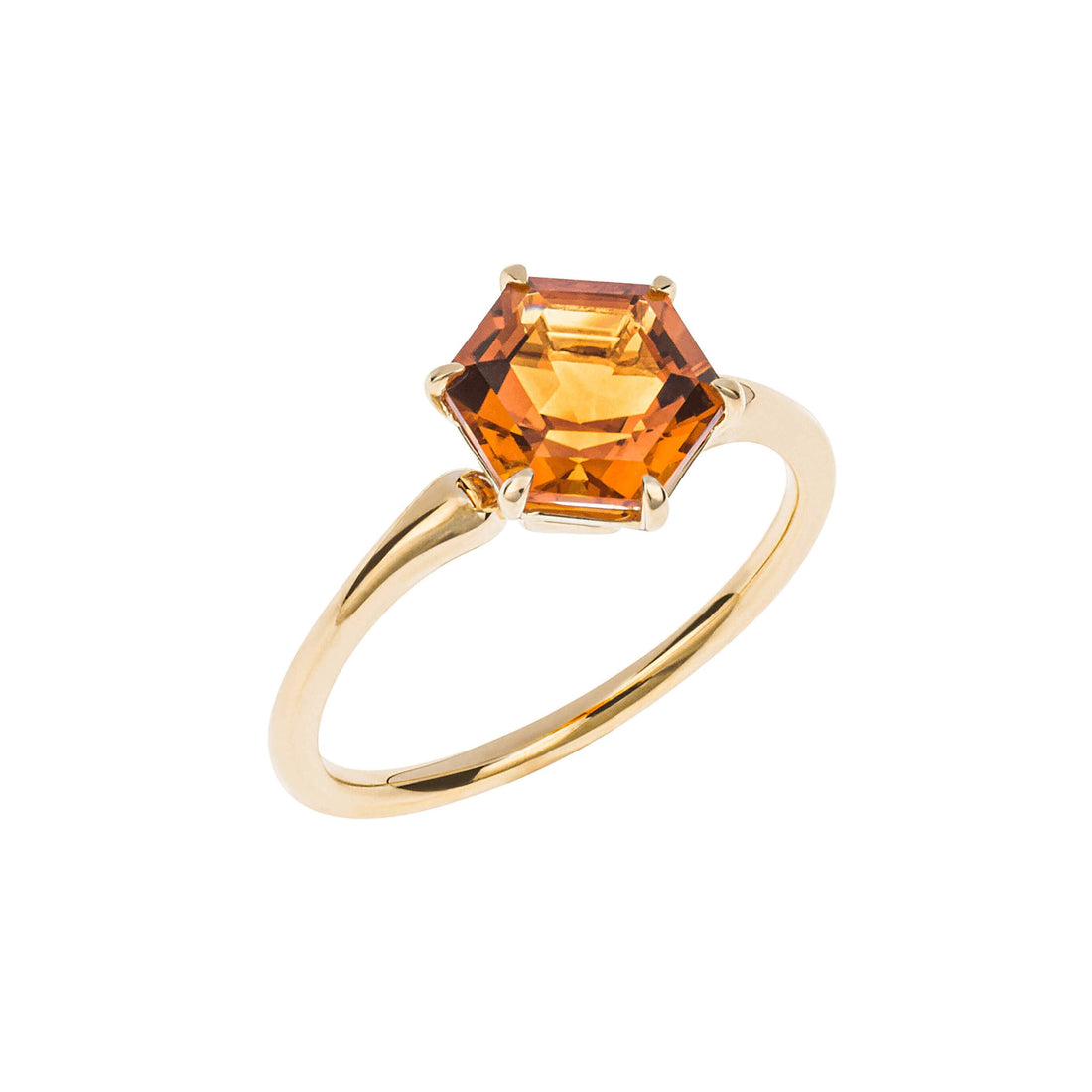 Hexagonal Citrine Ring in 9ct Yellow Gold - Robert Anthony Jewellers, Edinburgh