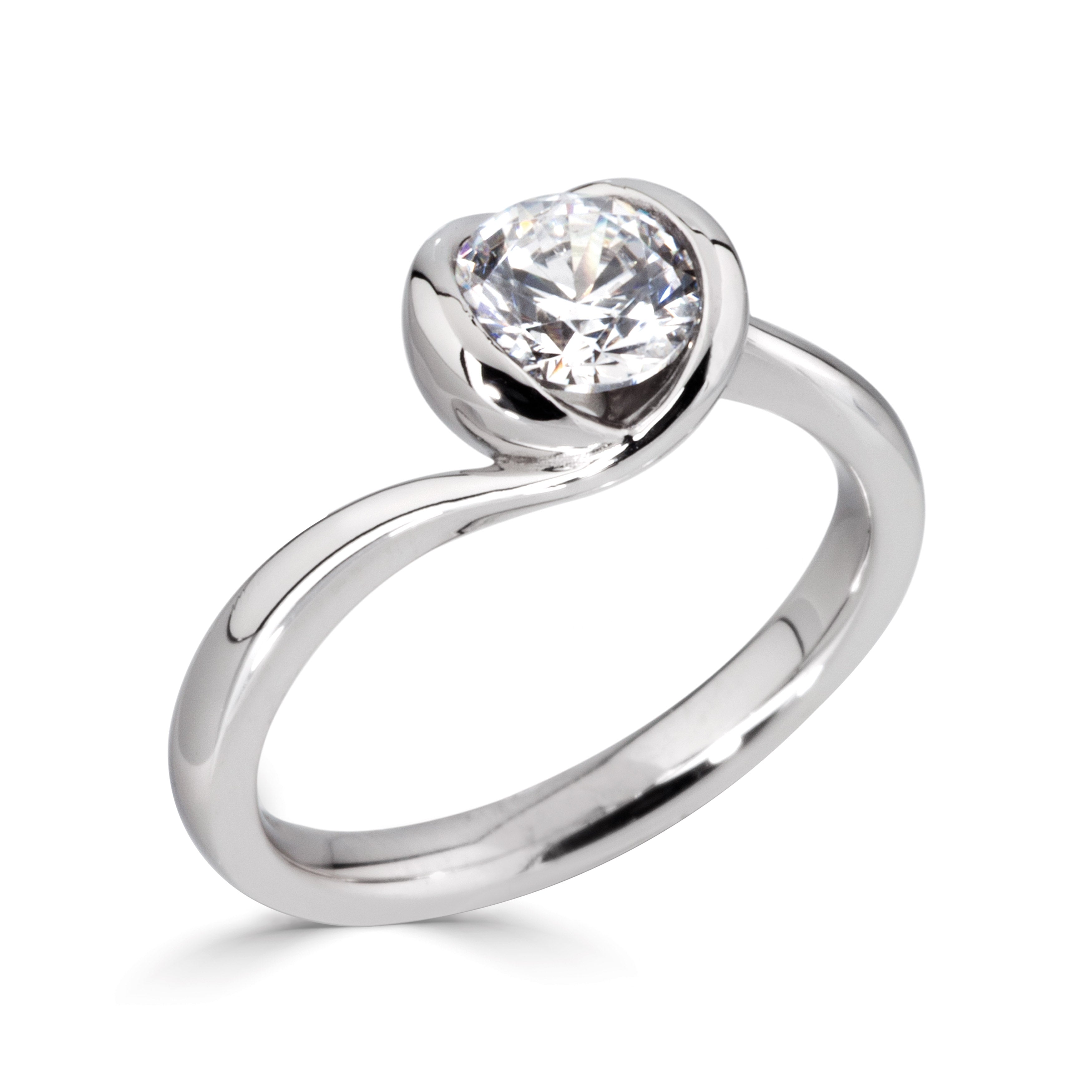 LOTUS — Platinum Lab Grown Solitaire Diamond Rubover Ring 0.5ct - Robert Anthony Jewellers, Edinburgh