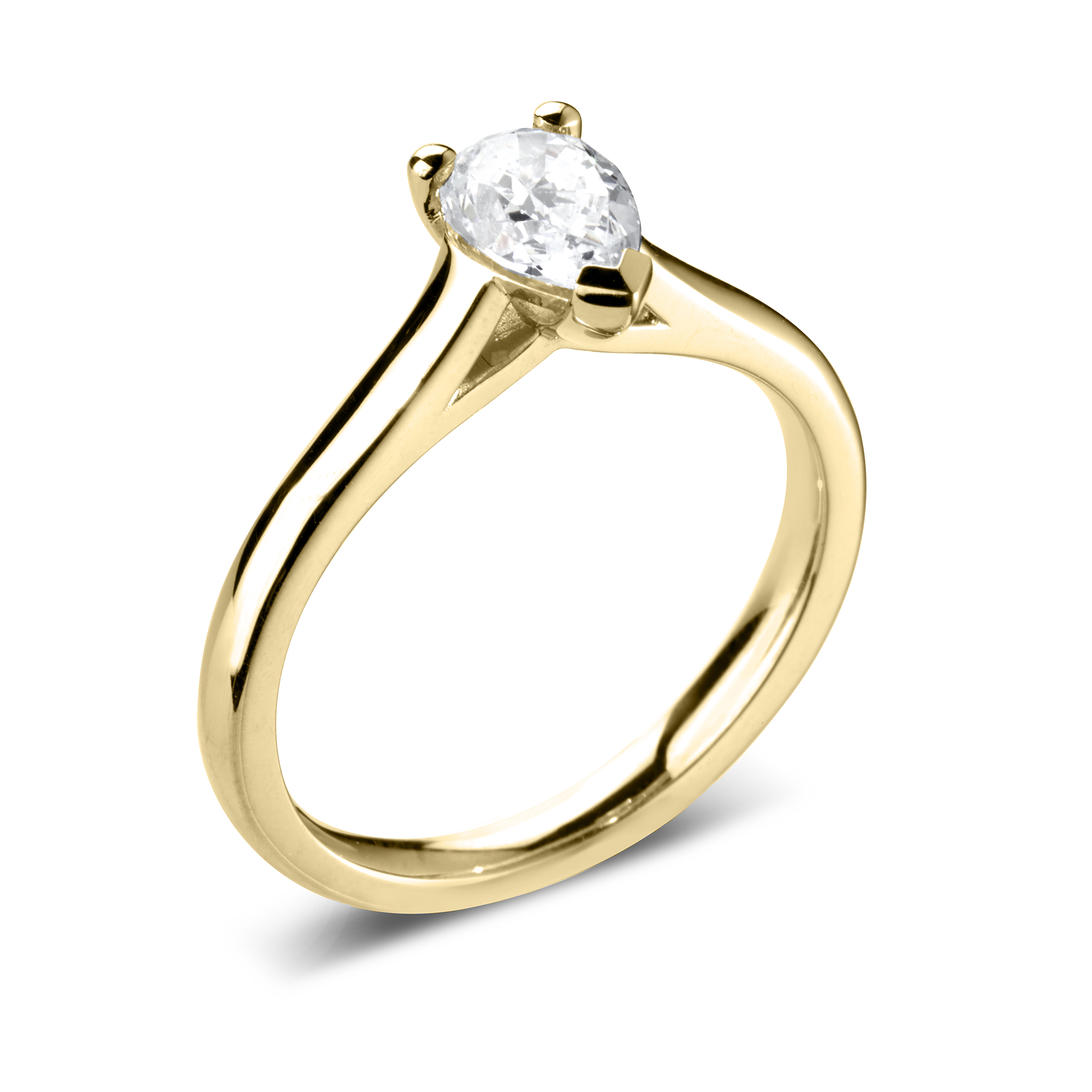 VERCELIA — 18CT Yellow Gold Pear Cut Lab Grown Solitaire Diamond Ring 0.75ct