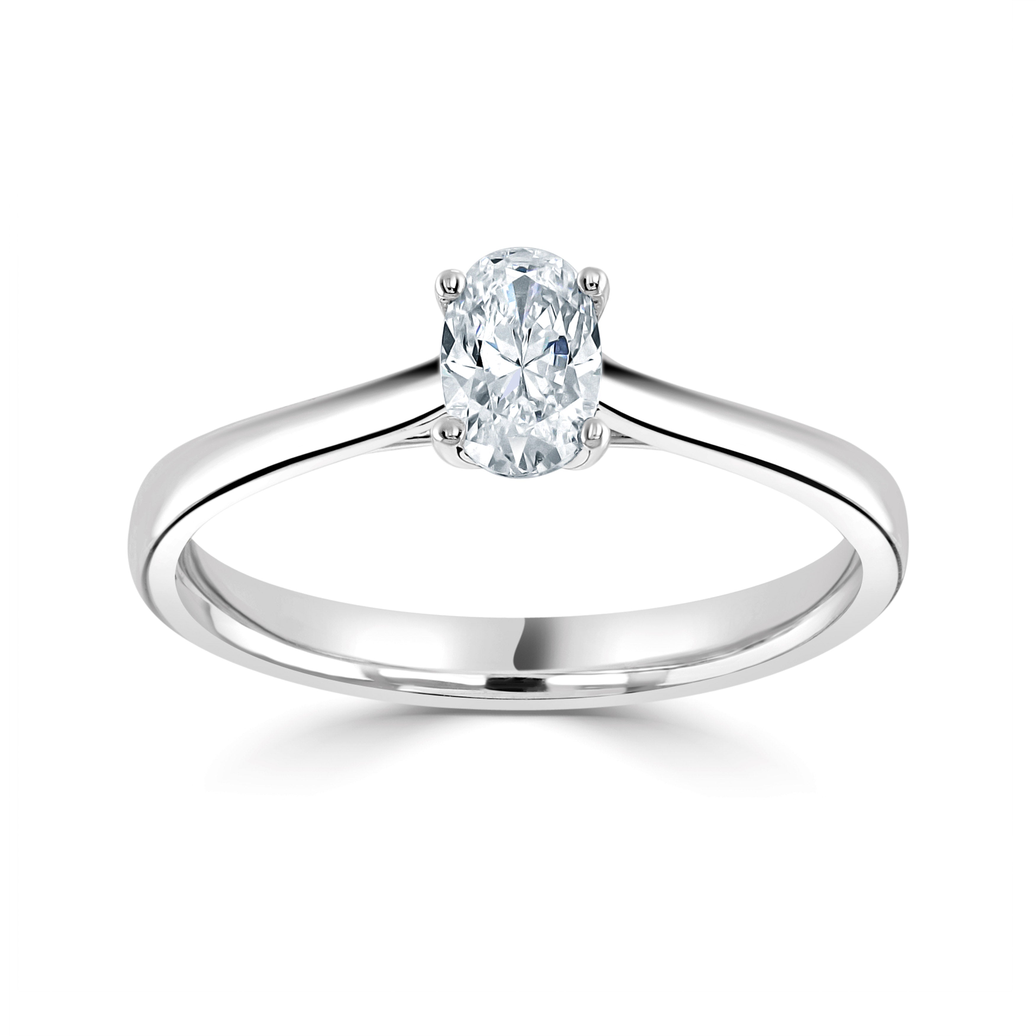Platinum Lab Grown Oval Solitaire Diamond Ring 0.75ct
