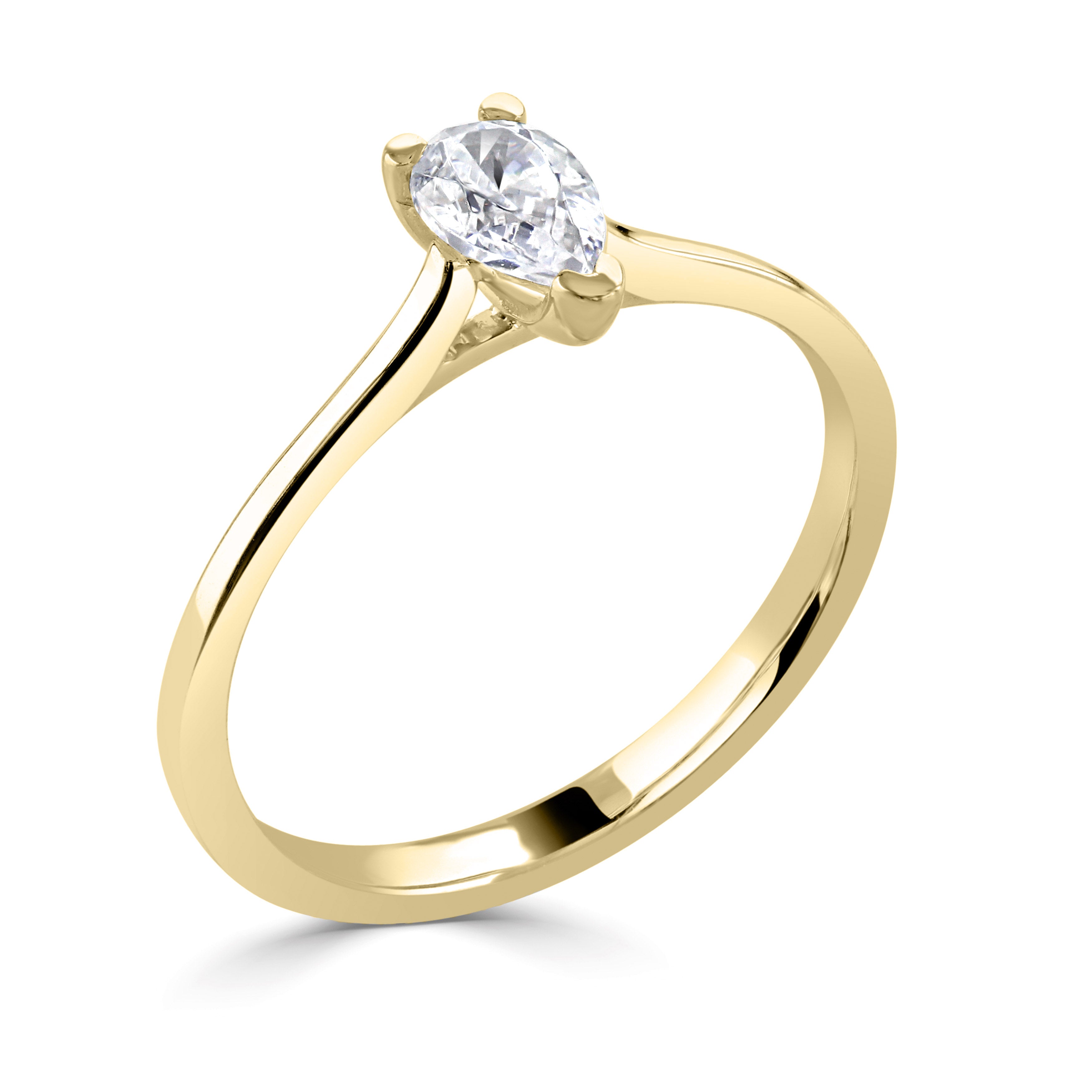 18CT Yellow Gold Pear Cut Lab Grown Diamond Solitaire Ring 1ct - Robert Anthony Jewellers, Edinburgh