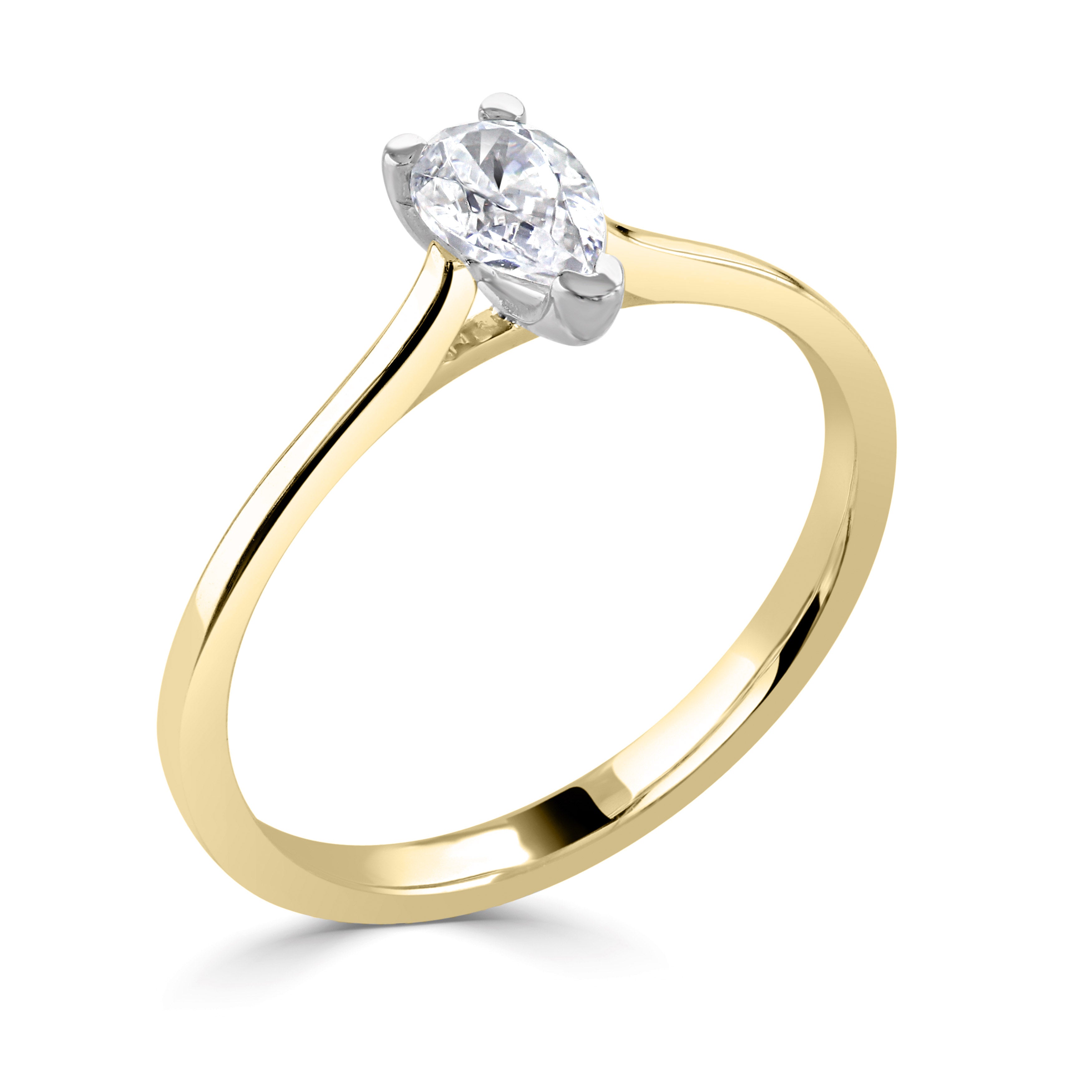 18CT Yellow Gold Pear Cut Lab Grown Diamond Ring 0.5ct