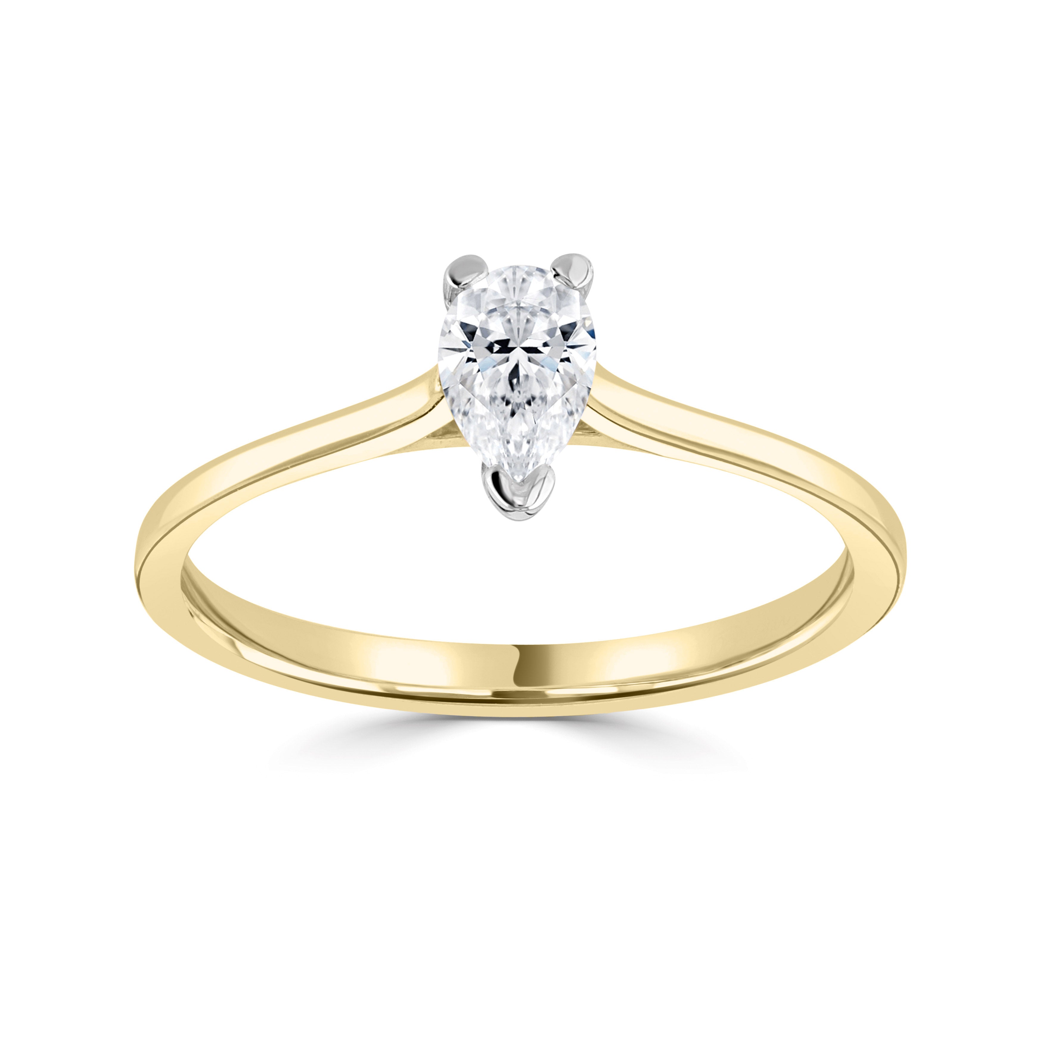 18CT Yellow Gold Pear Cut Lab Grown Diamond Ring 0.5ct - Robert Anthony Jewellers, Edinburgh
