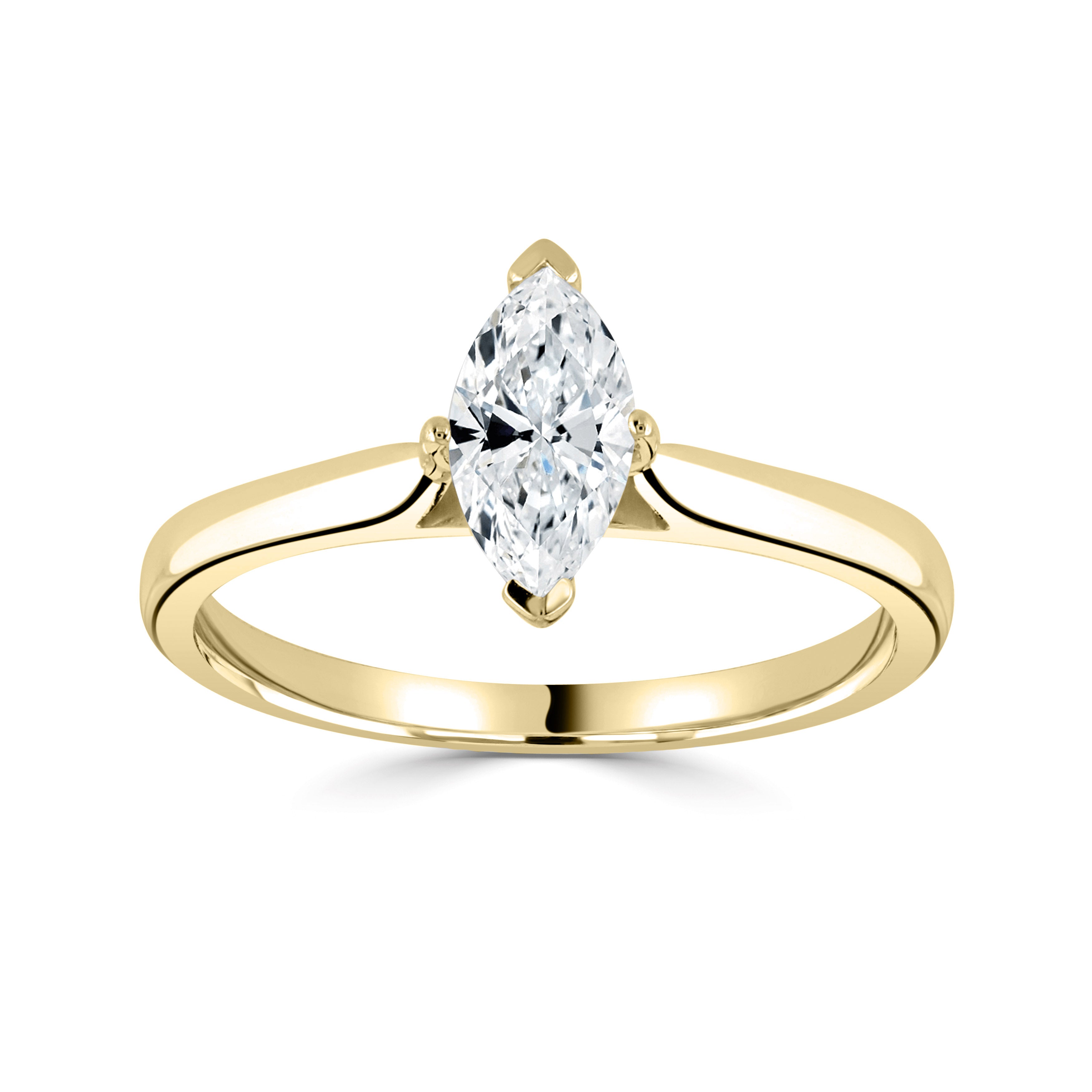 18CT Yellow Gold Marquise Lab Grown Diamond Solitaire Ring 1ct - Robert Anthony Jewellers, Edinburgh