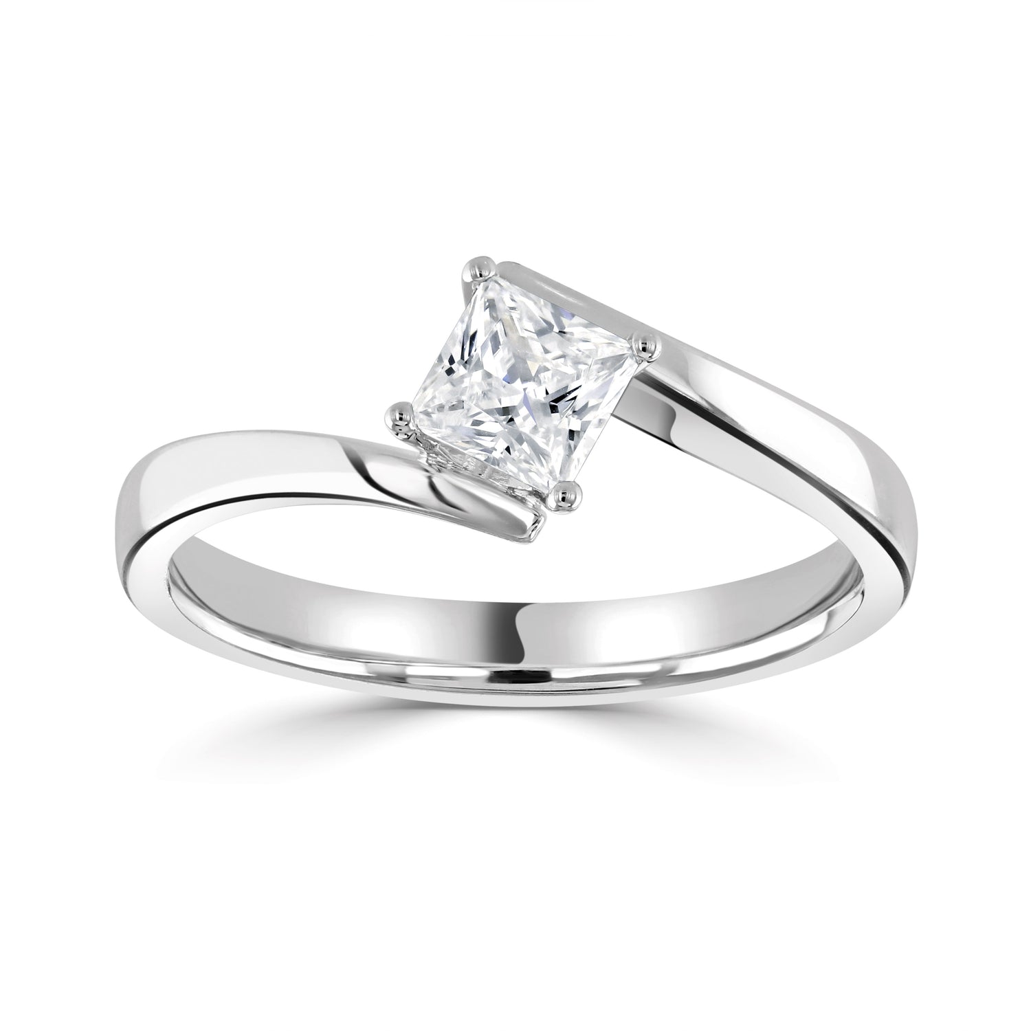 Platinum Princess Cut Lab Grown Diamond Crossover Ring 1.11ct - Robert Anthony Jewellers, Edinburgh