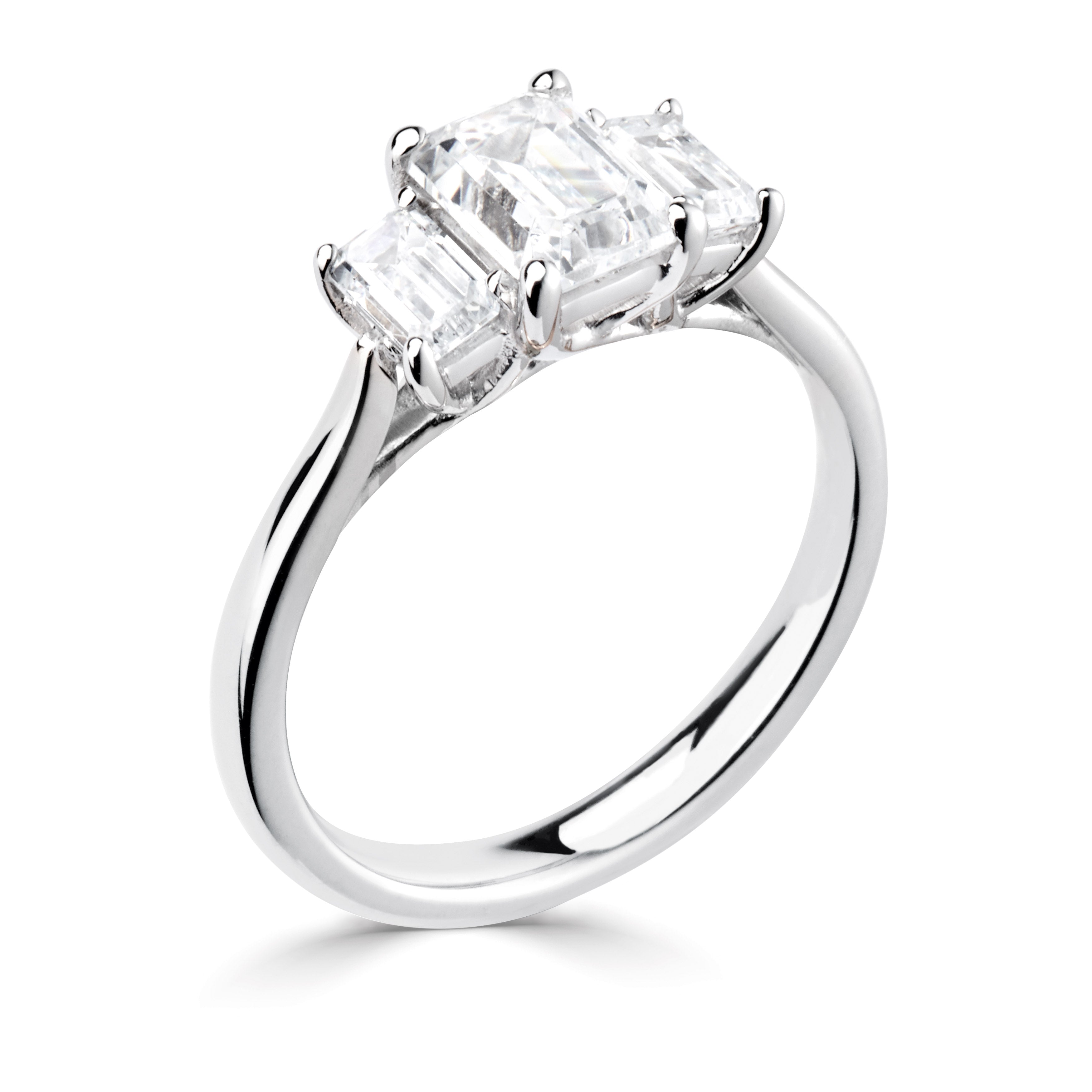 Platinum Emerald Cut Lab Grown Diamond 3 Stone Ring 1.5cts - Robert Anthony Jewellers, Edinburgh