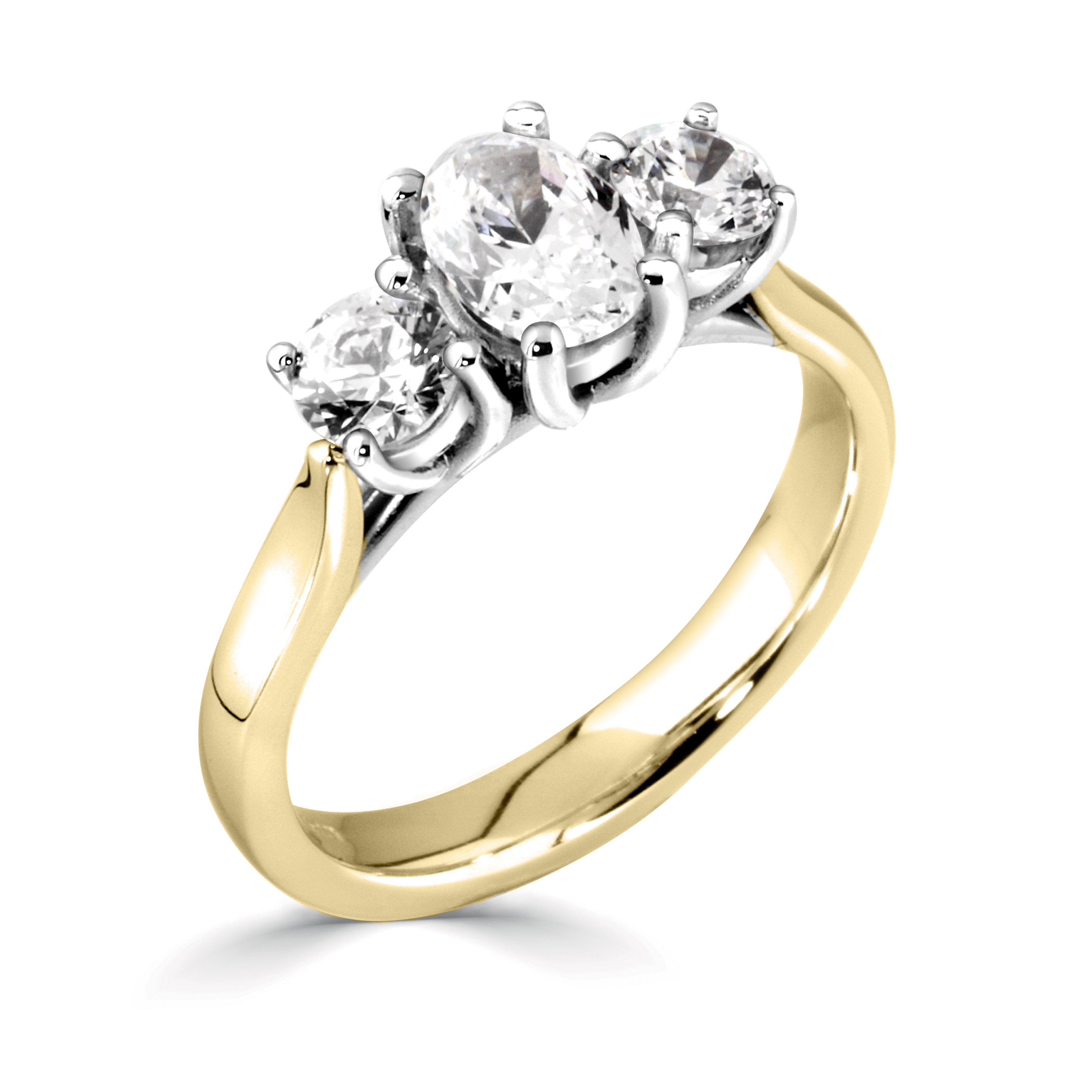 18CT Oval Diamond Three Stone Ring