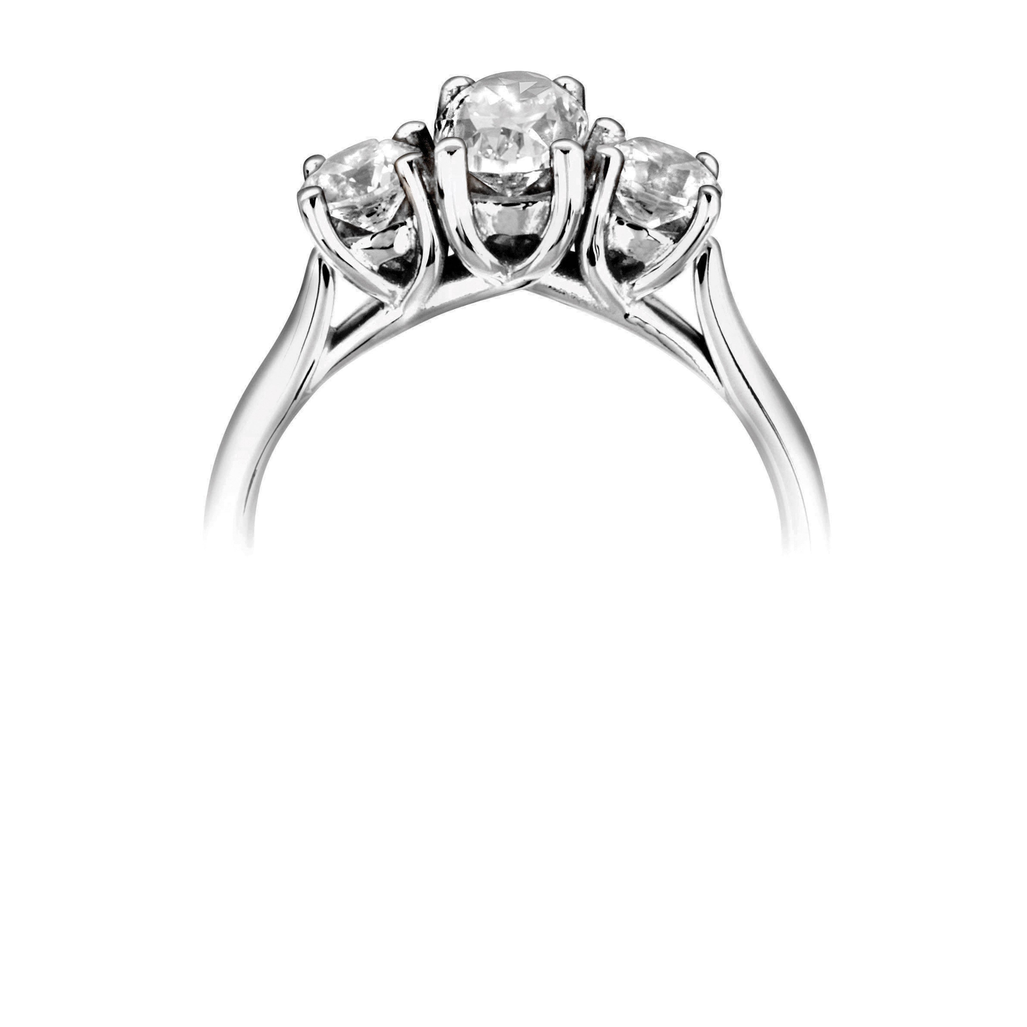 18CT WHITE GOLD THREE STONE RING - Robert Anthony Jewellers, Edinburgh