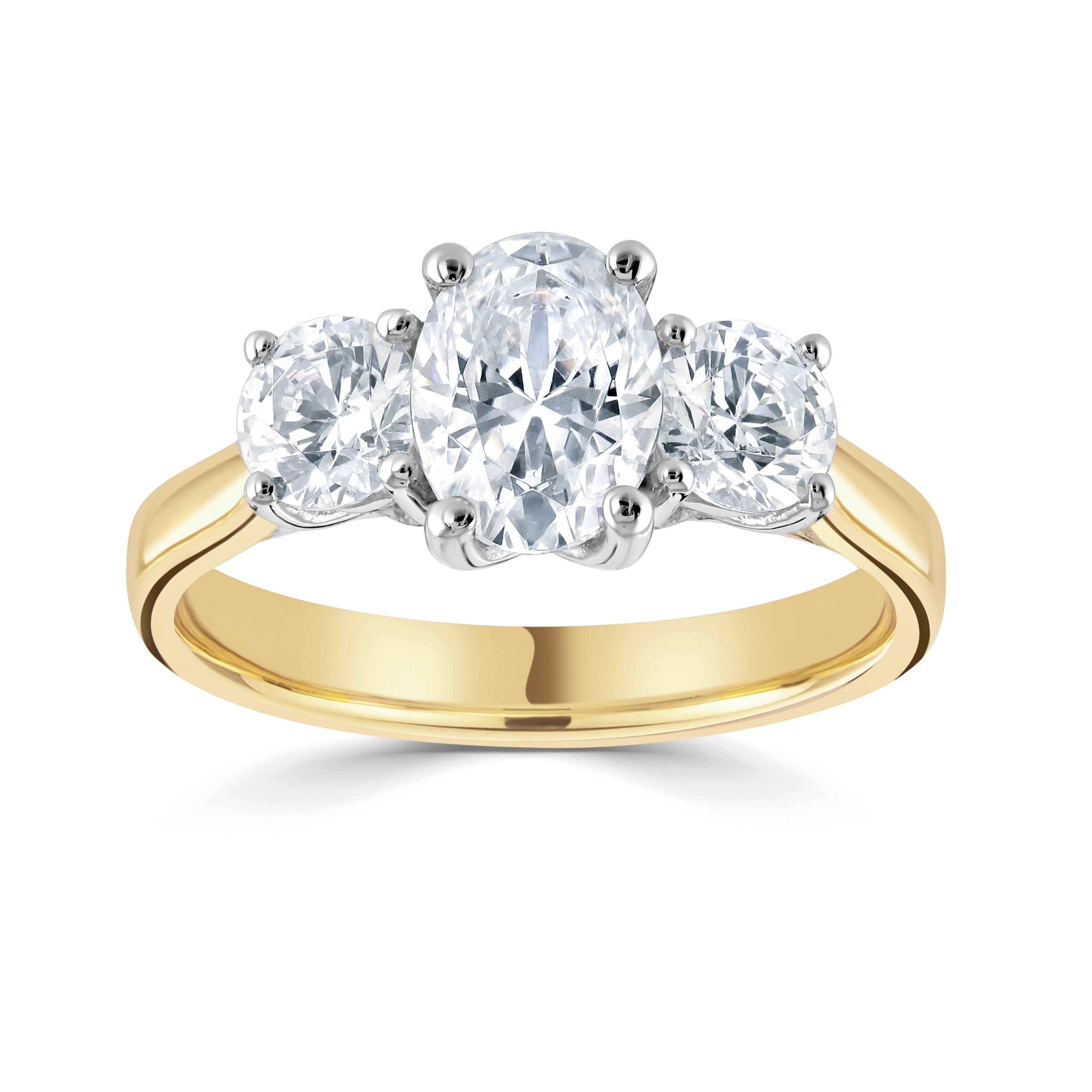 18CT Oval Diamond Three Stone Ring