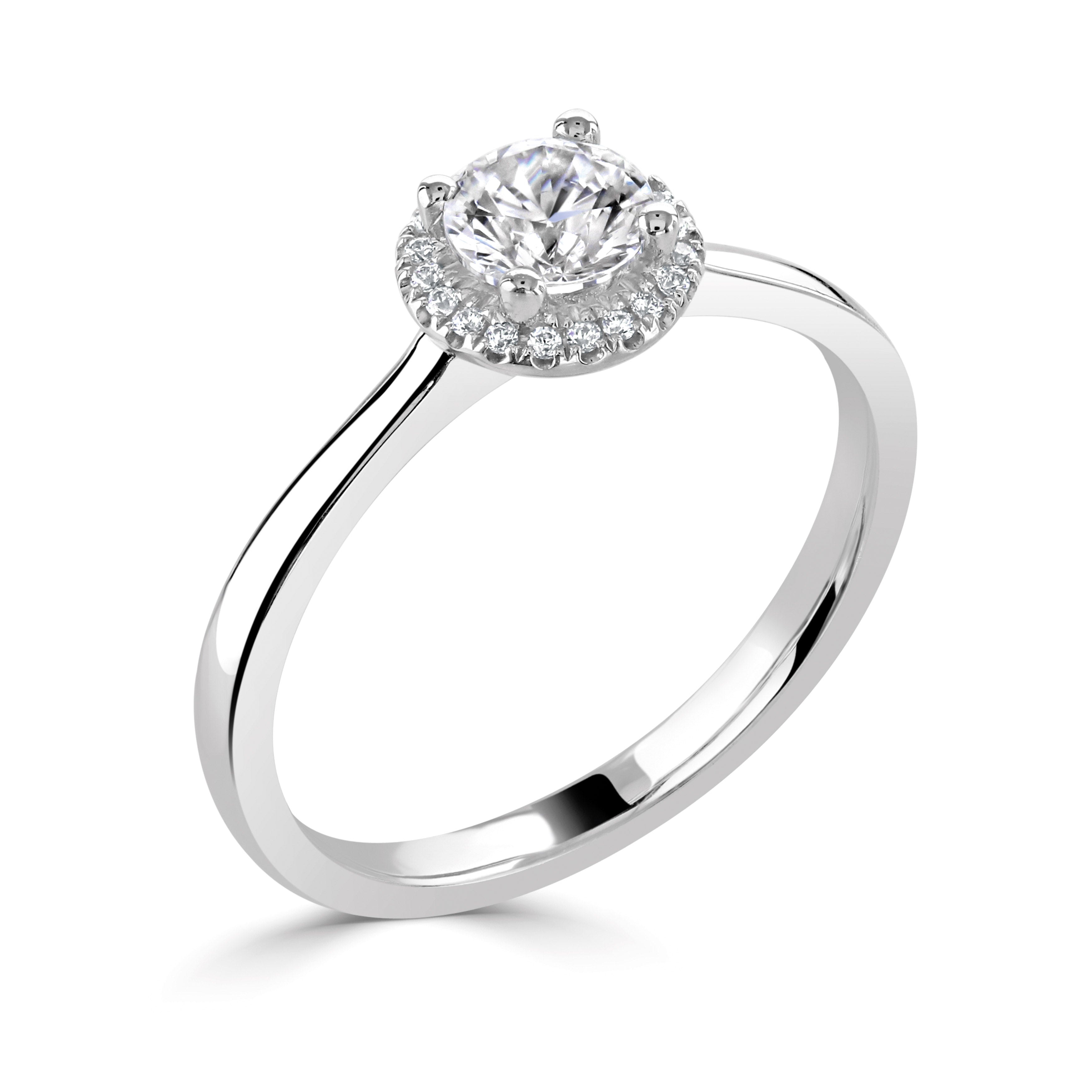 18CT White Gold Round Diamond Halo Ring - Robert Anthony Jewellers, Edinburgh