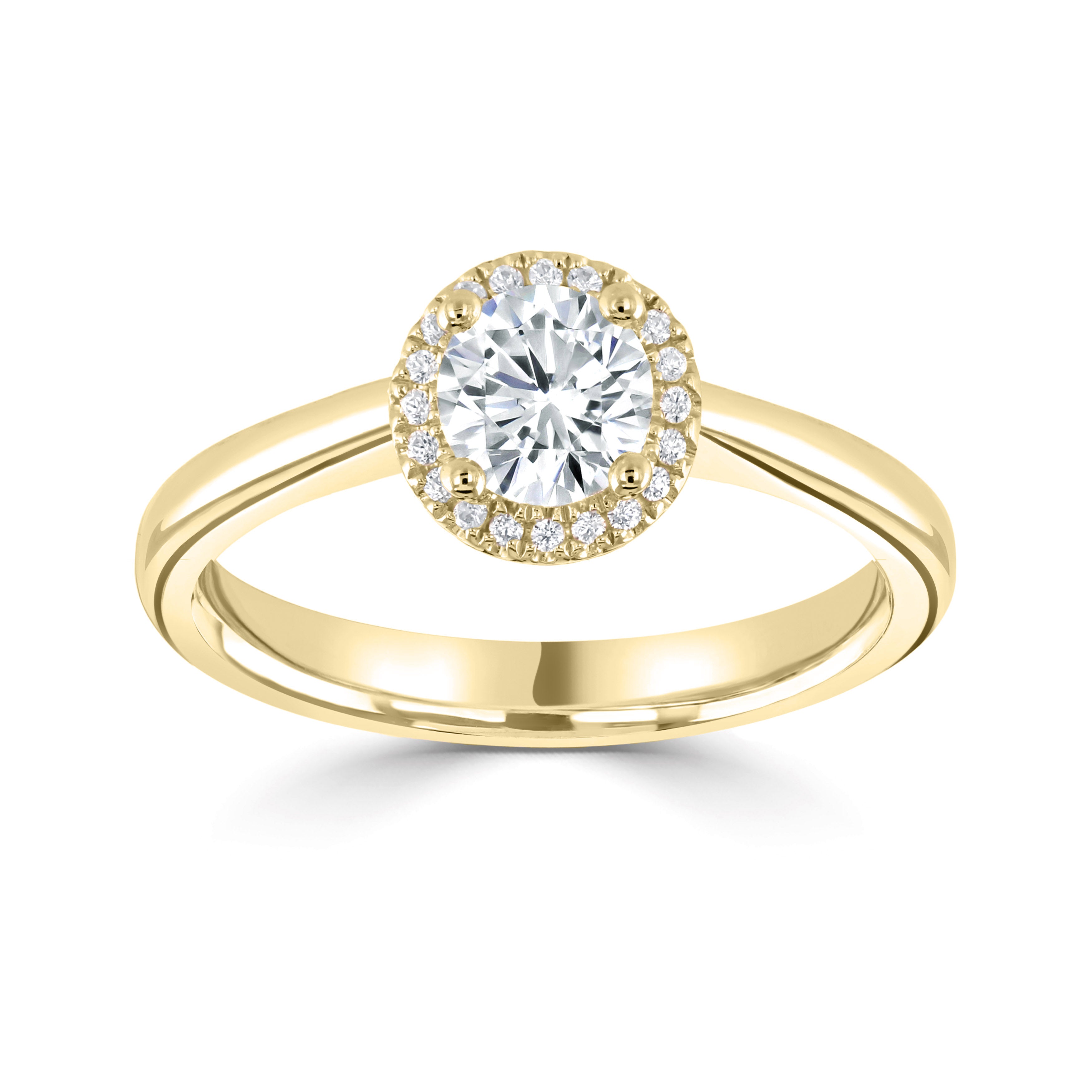 18CT Yellow Gold Round Diamond Halo Ring - Robert Anthony Jewellers, Edinburgh