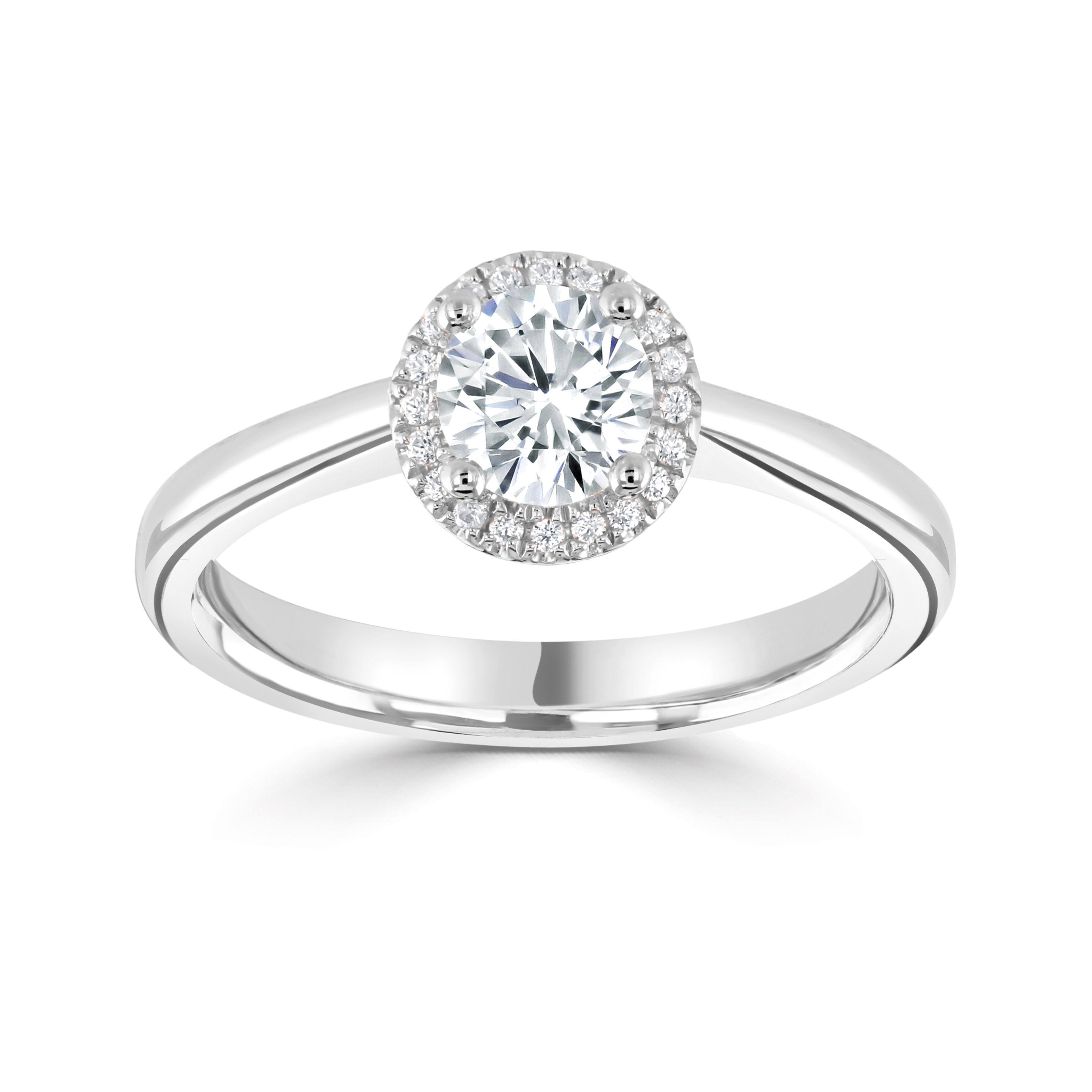 18CT White Gold Round Diamond Halo Ring - Robert Anthony Jewellers, Edinburgh