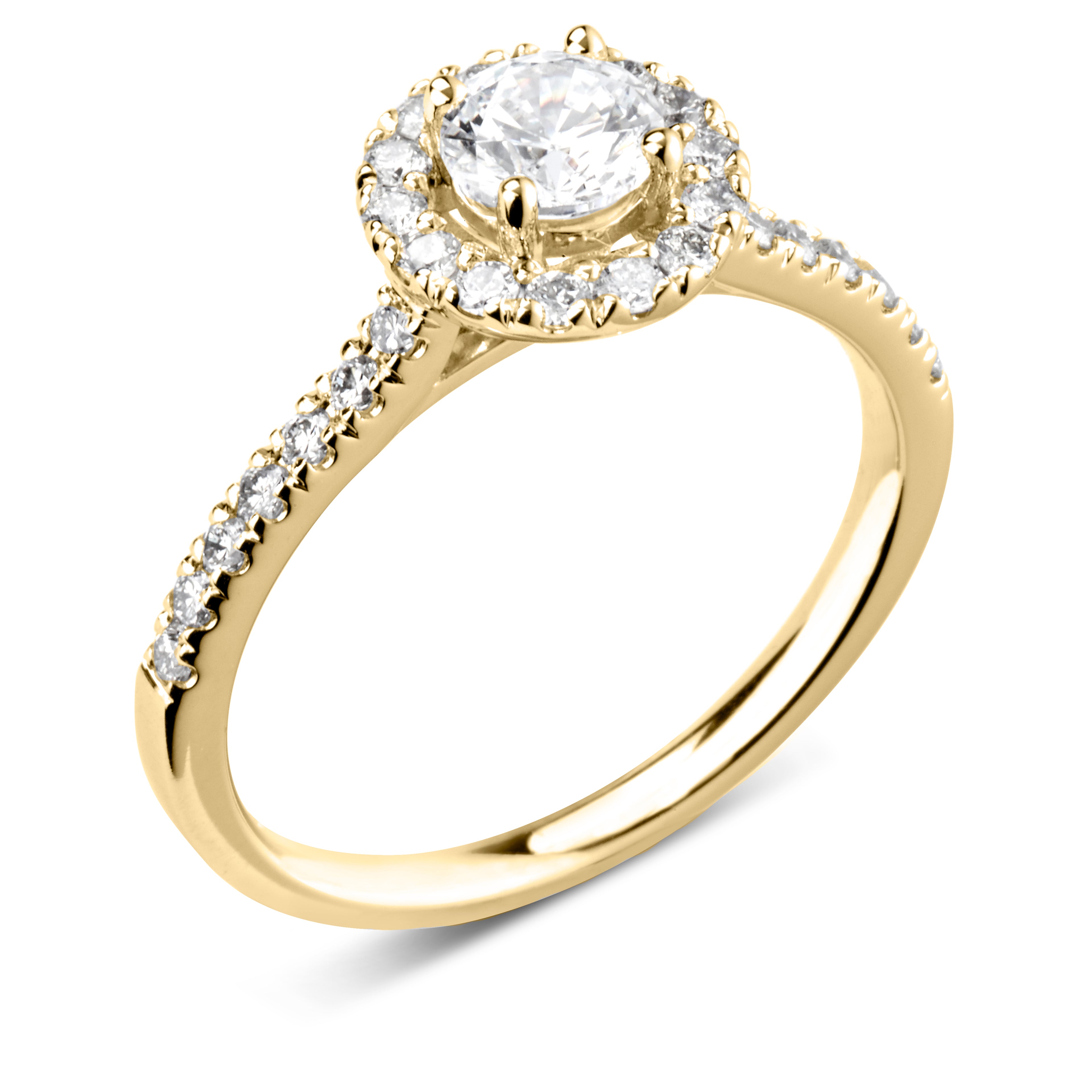 18CT Yellow Gold Diamond Halo Ring - Robert Anthony Jewellers, Edinburgh