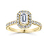 18CT Yellow Gold Emerald Cut Diamond Halo Ring with Diamond Shoulders - Robert Anthony Jewellers, Edinburgh