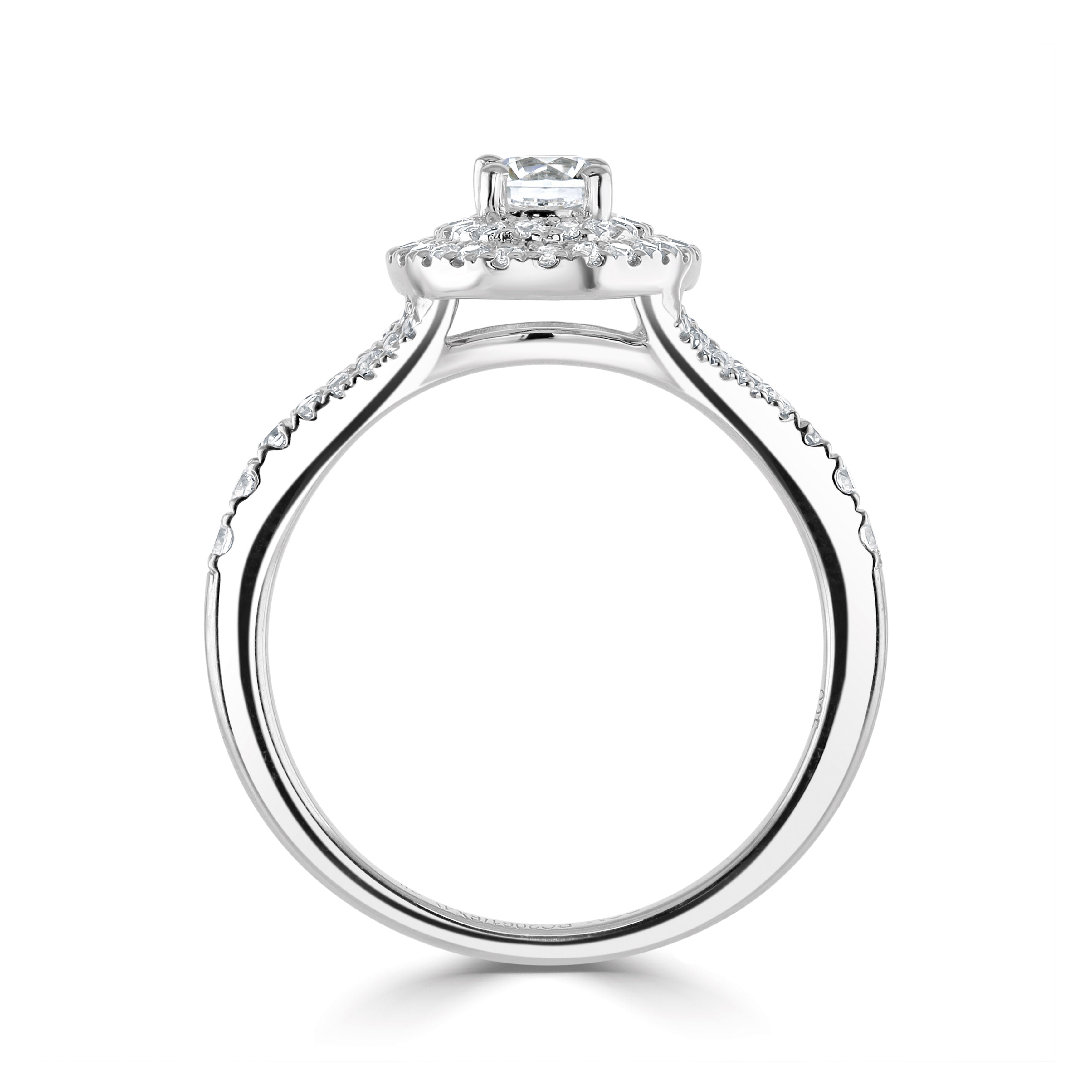 Platinum Double Halo Lab Grown Oval Diamond Ring 1.01cts - Robert Anthony Jewellers, Edinburgh