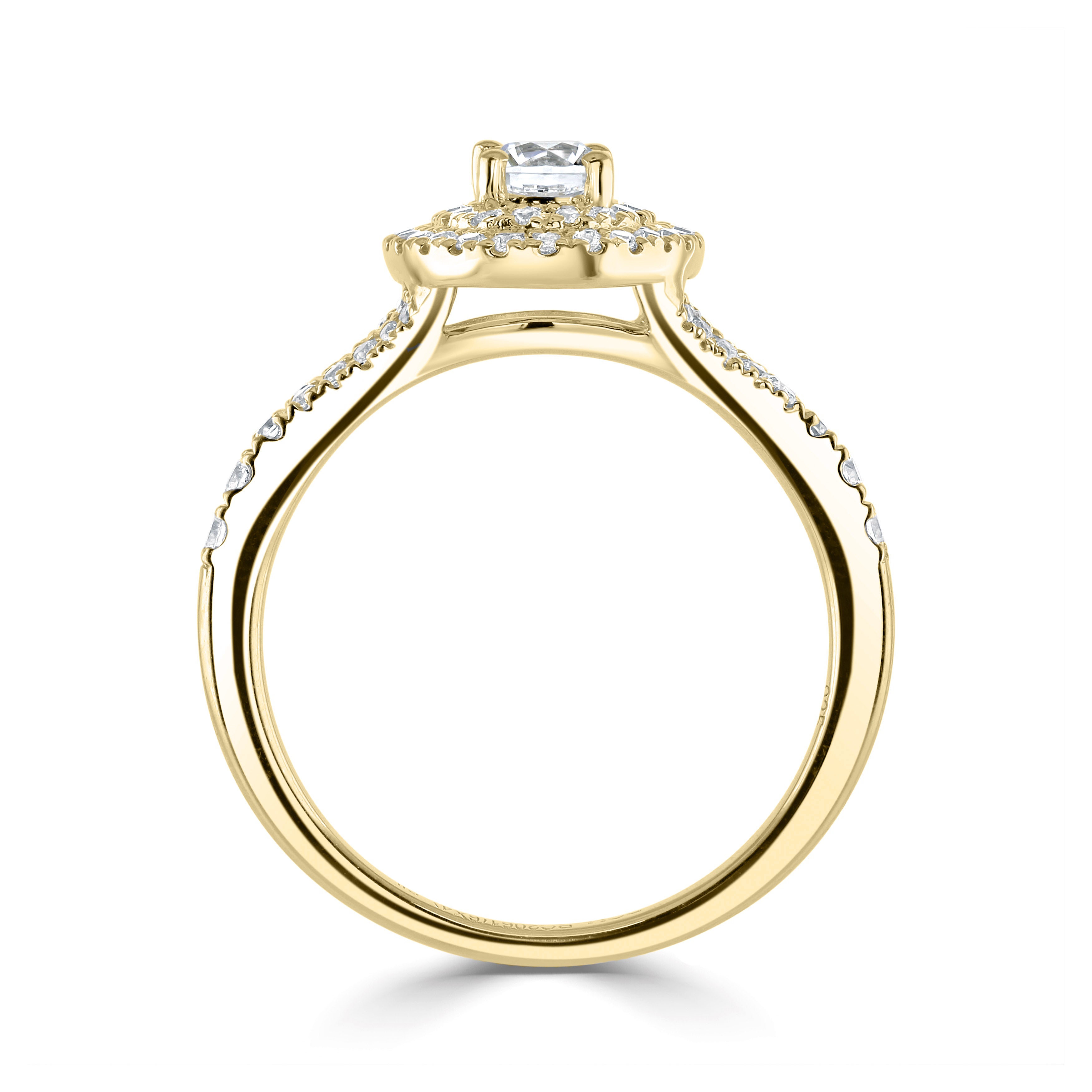 18CT Yellow Gold Double Halo Lab Grown Oval Diamond Ring 1.35cts - Robert Anthony Jewellers, Edinburgh