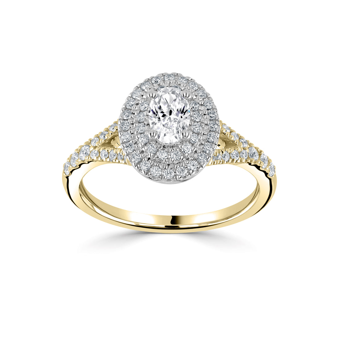 18CT Yellow Gold Double Halo Oval Lab Grown Diamond Ring 1.15cts - Robert Anthony Jewellers, Edinburgh
