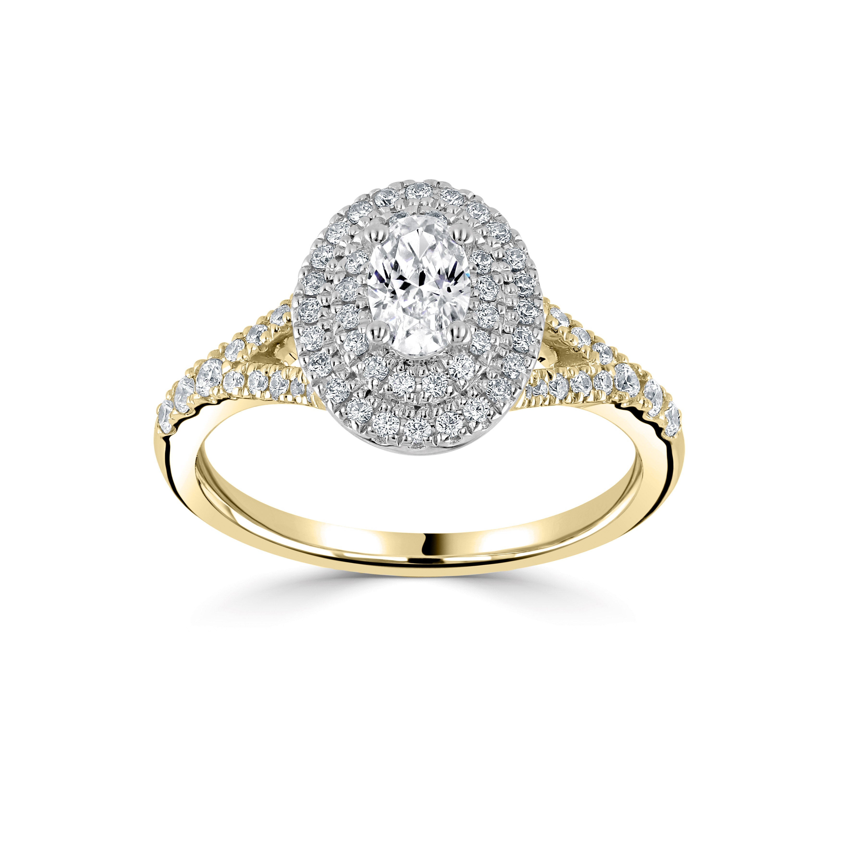 18CT Yellow Gold Double Halo Oval Lab Grown Diamond Ring 1.15cts - Robert Anthony Jewellers, Edinburgh