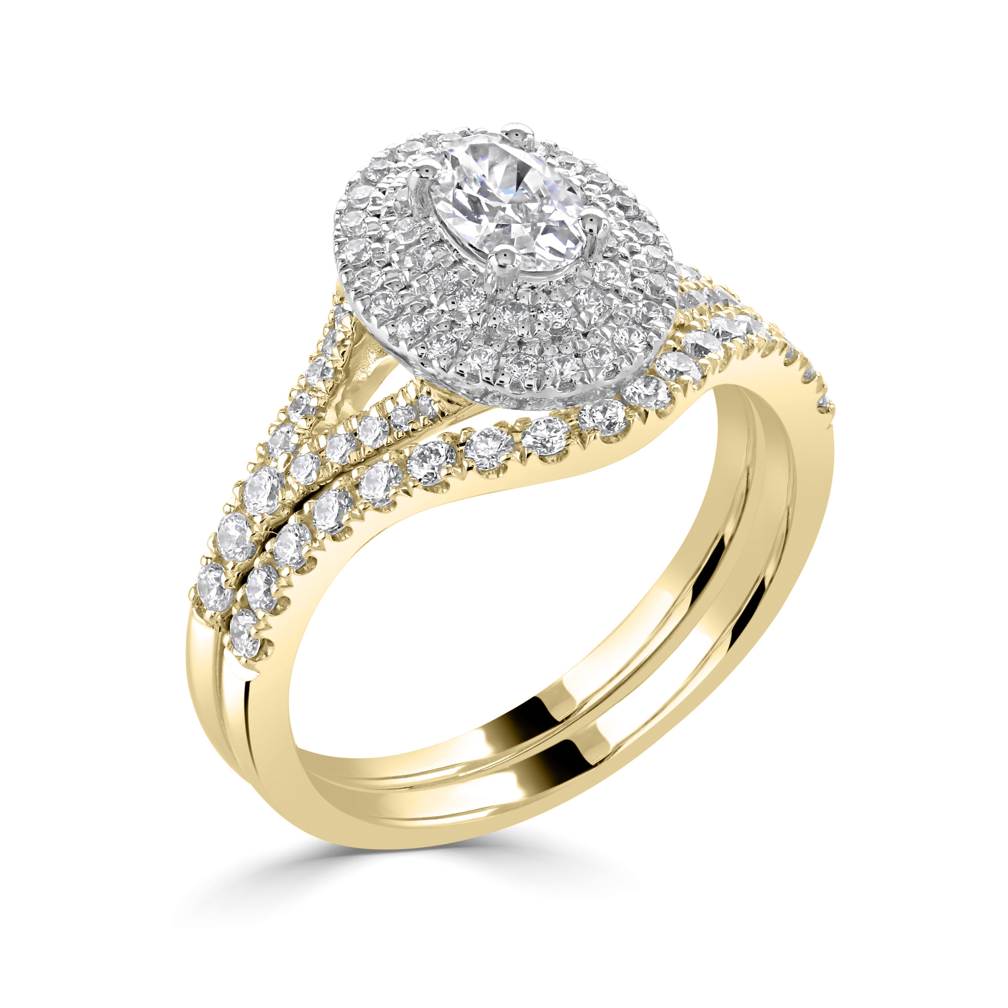 18CT Yellow Gold Double Halo Oval Lab Grown Diamond Ring 1.15cts - Robert Anthony Jewellers, Edinburgh