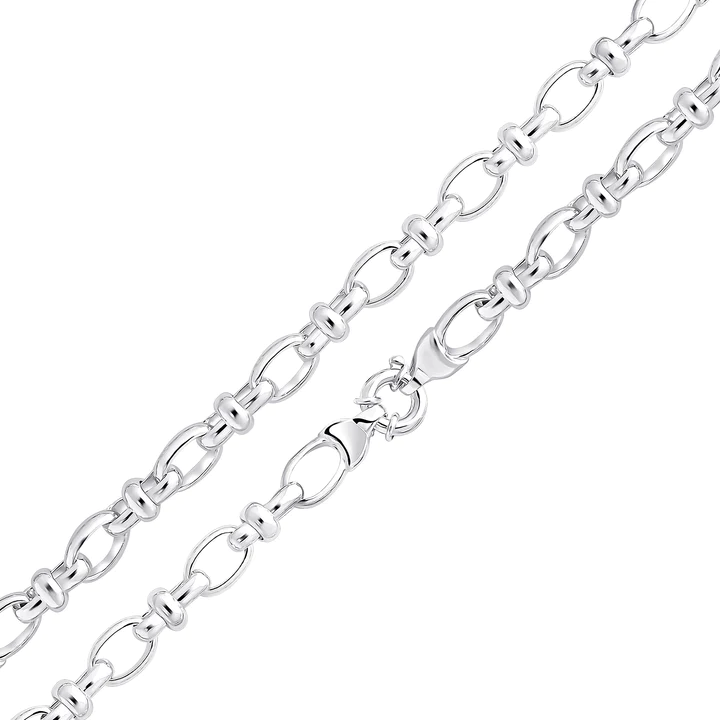 Silver Handmade 10.7mm Oval Pinched Link Chain - Robert Anthony Jewellers, Edinburgh