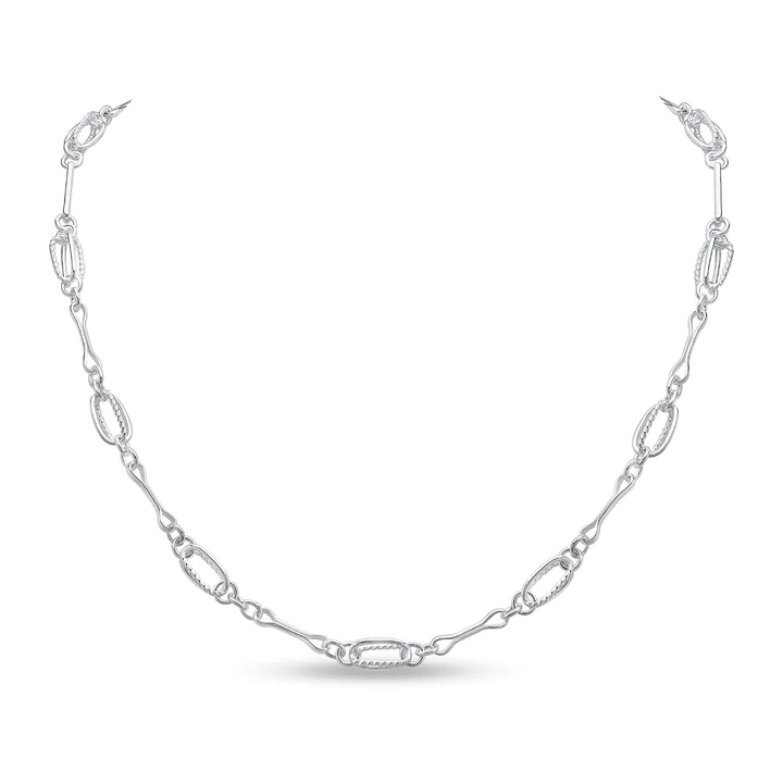 Silver Handmade 7.6mm Pinch Pin Cage Chain - Robert Anthony Jewellers, Edinburgh